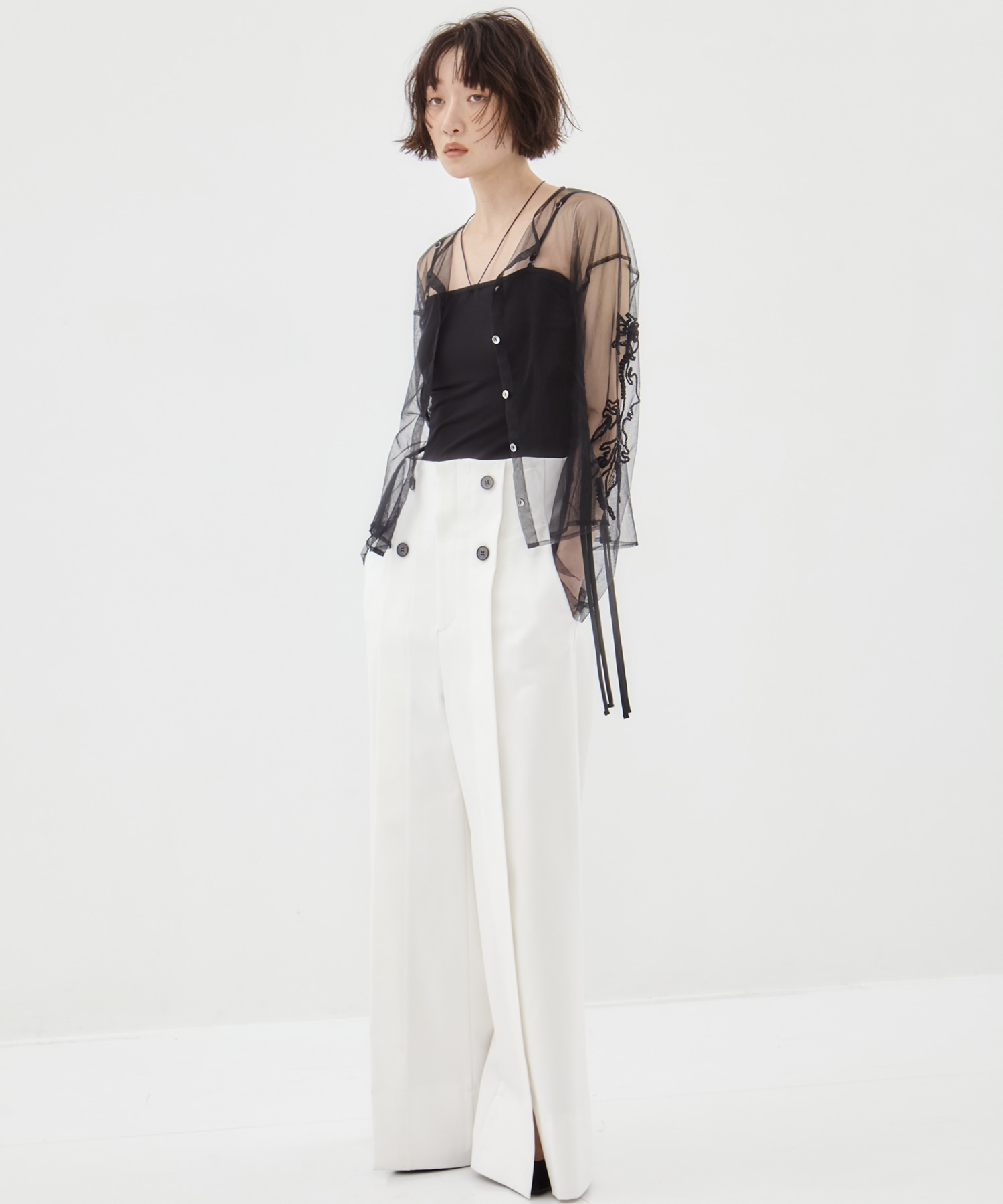 別注embroidered tulle cardigan MURRAL