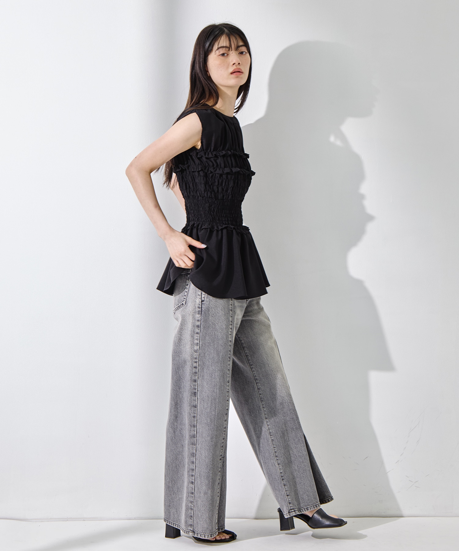 SHIRRING NO SLEEVE TOPS STUDIOUS