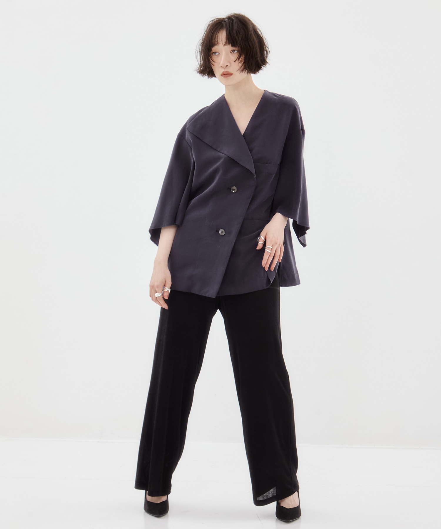 Liese panel sleeve shirt NV AKIRANAKA