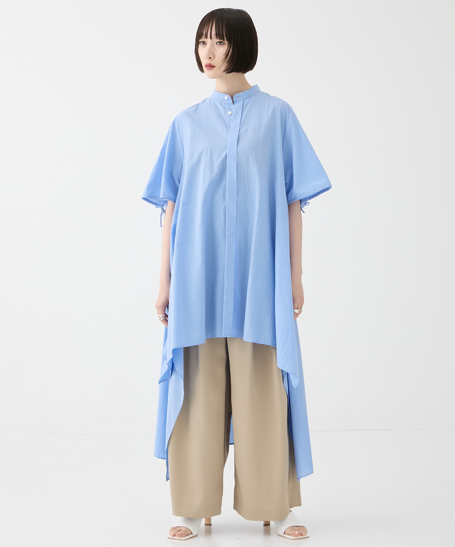 別注Coボイルサッカーケープスリーブシャツ FEMMENT