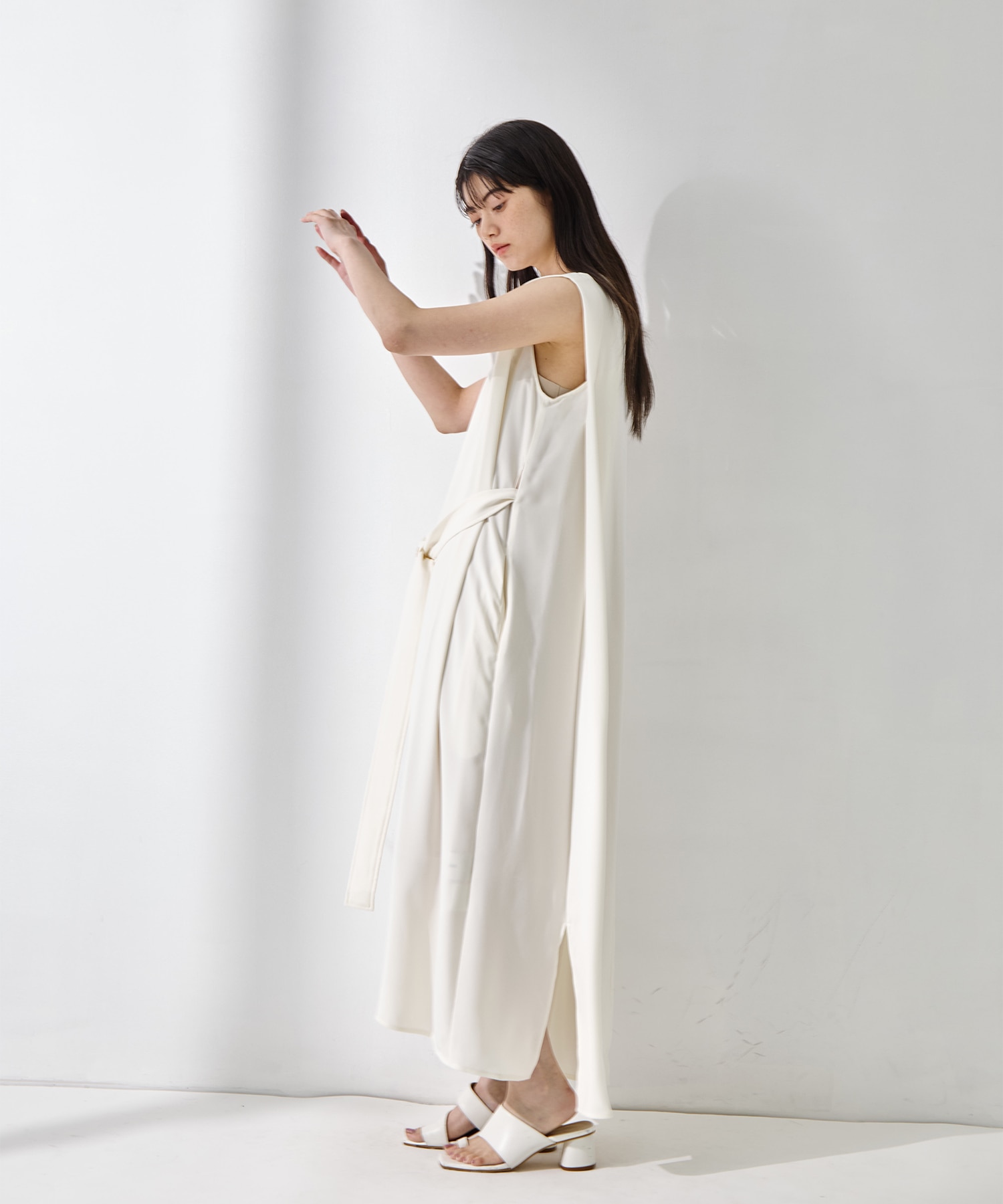 Back Satin Belted Dress STUDIOUS