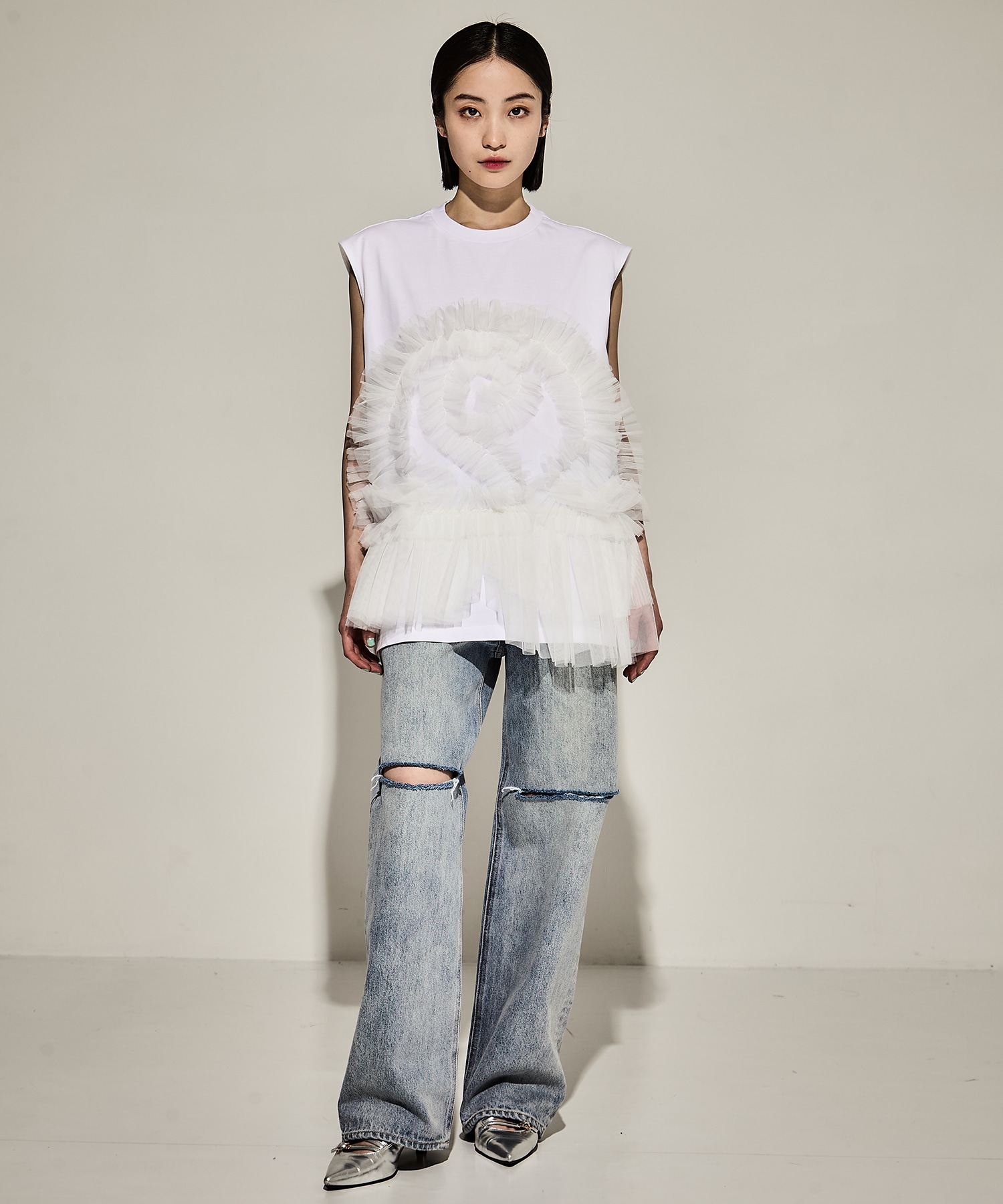 Tulle Sleeveless T-Shirt VIVIANO
