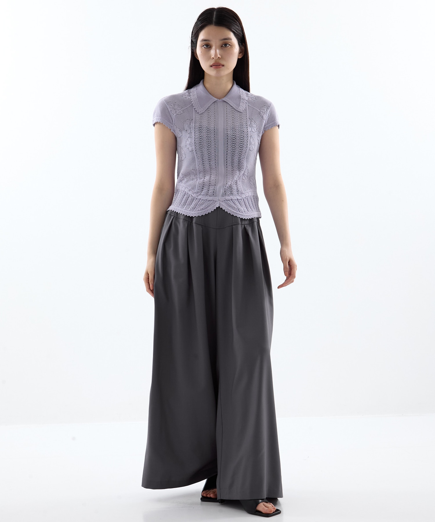 別注Lace Stripe Knitted Top Mame Kurogouchi