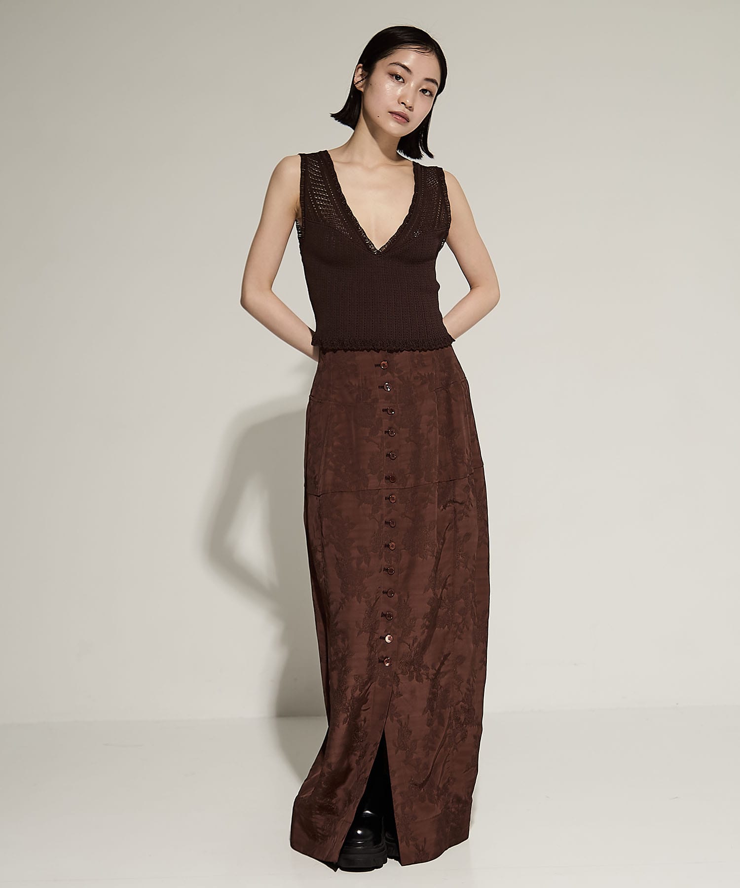 LACE KNIT SLEEVELESS TOP FETICO