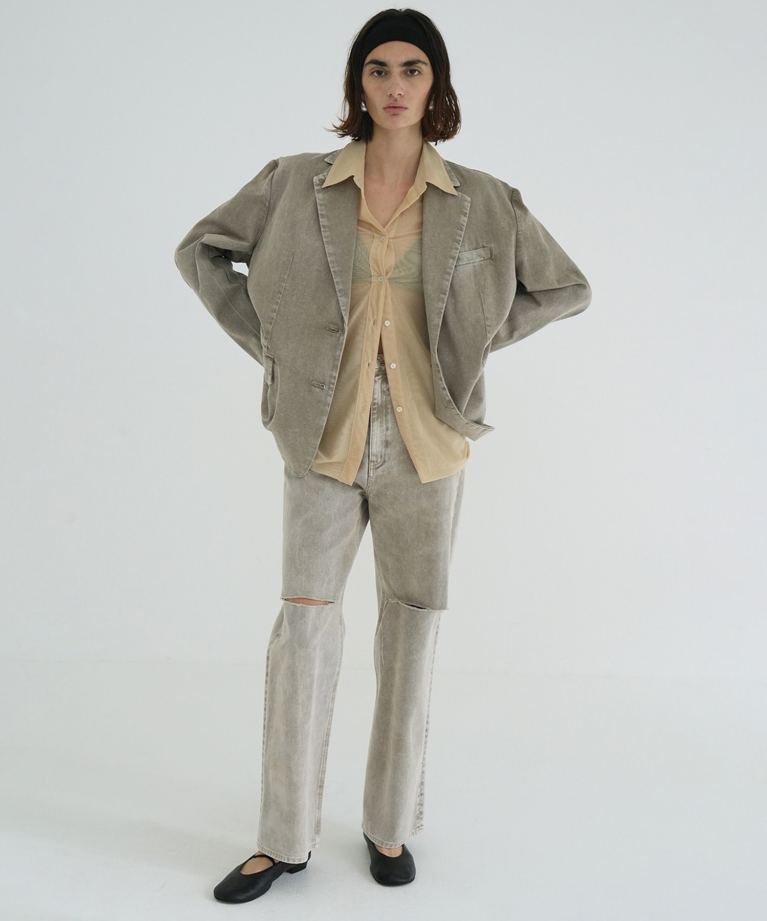 SLASH CUT DENIM PANTS CLANE