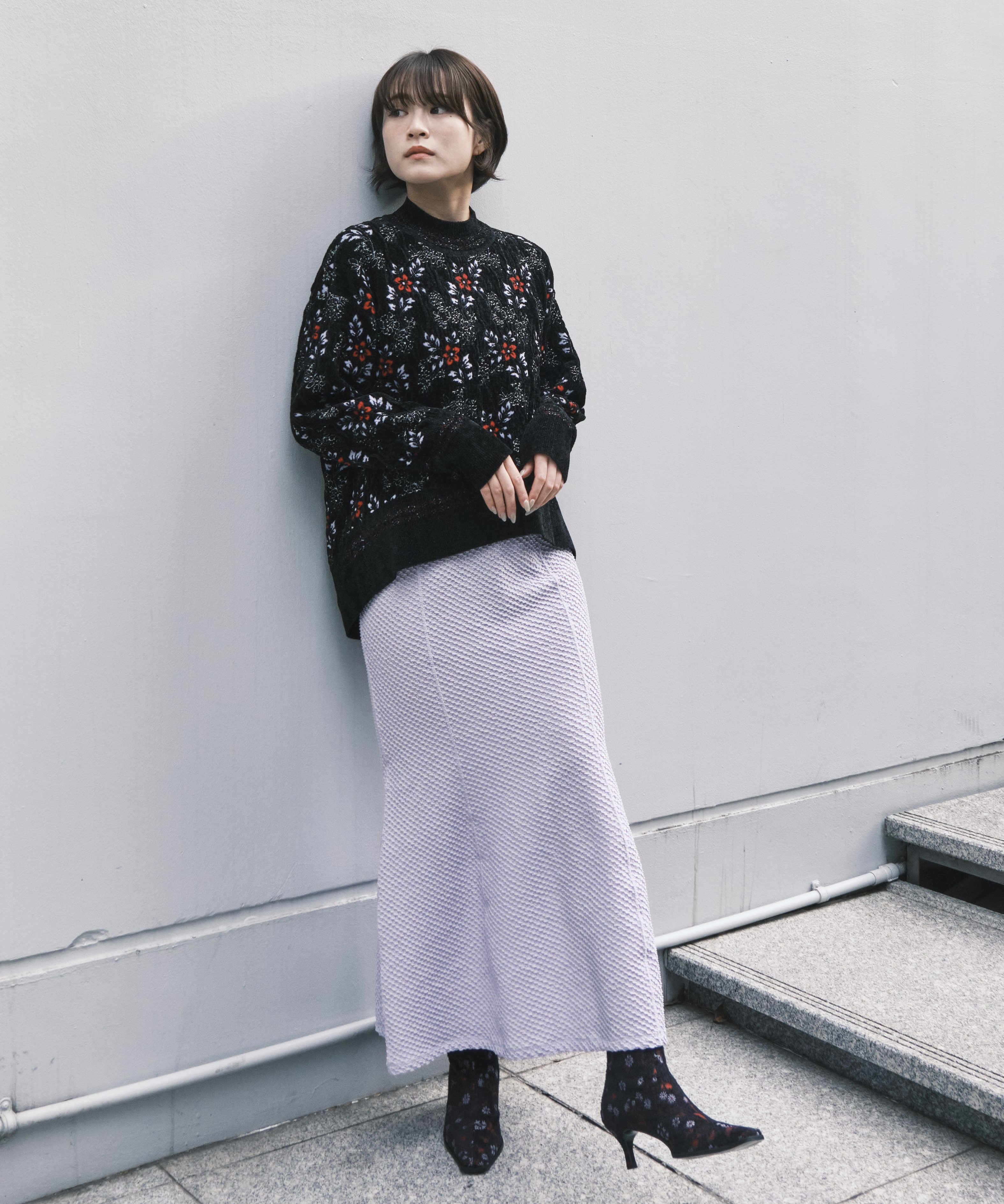 Shirring Jersey Jacquard Flare Skirt Mame Kurogouchi