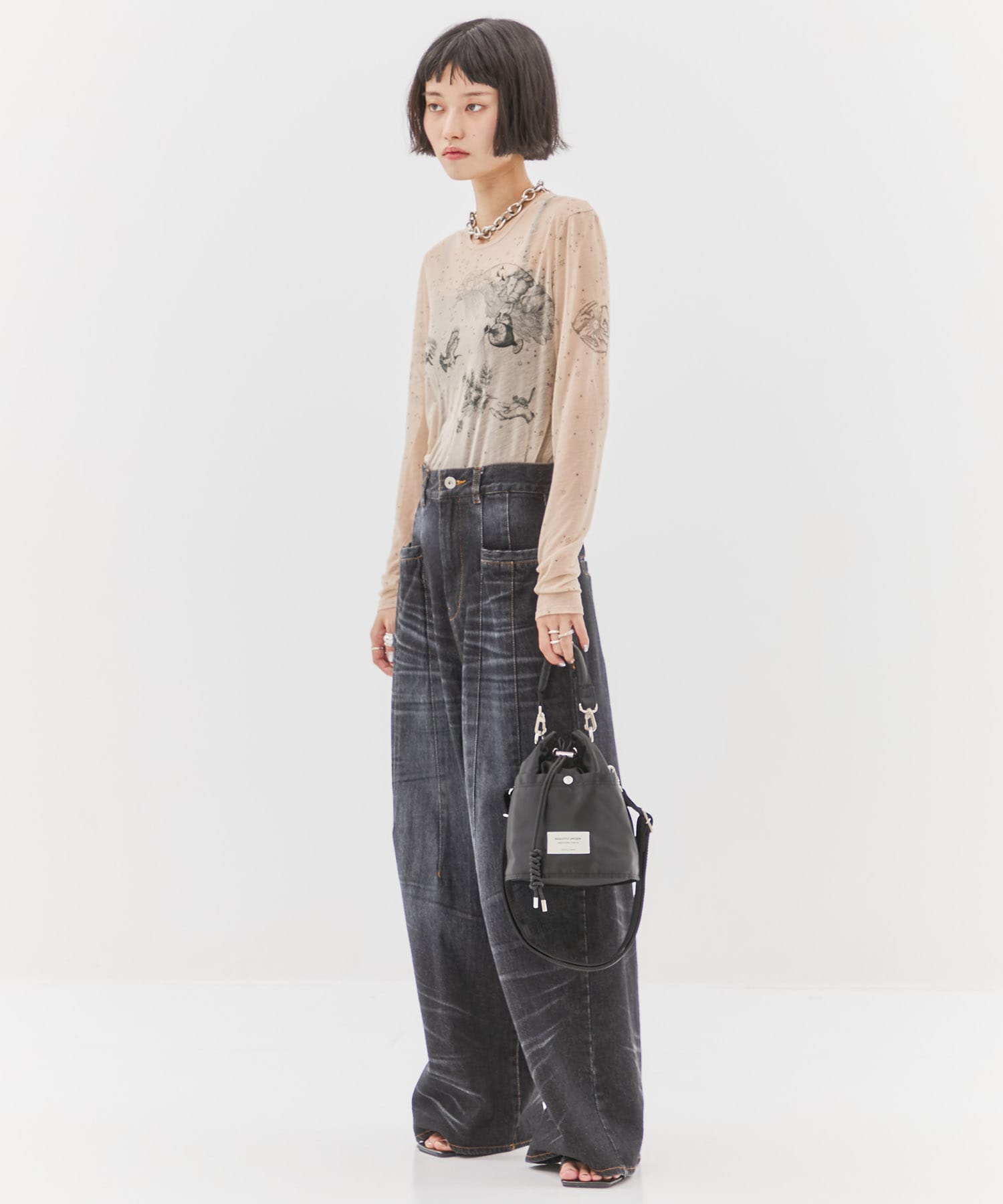 別注nylon drawstring mini bag beautiful people