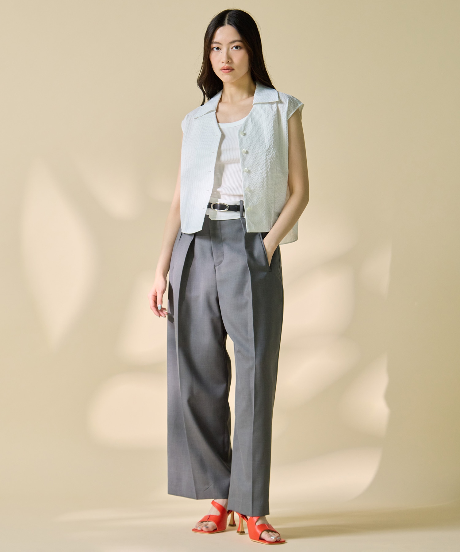 Seersucker Sleeveless Shirt STUDIOUS