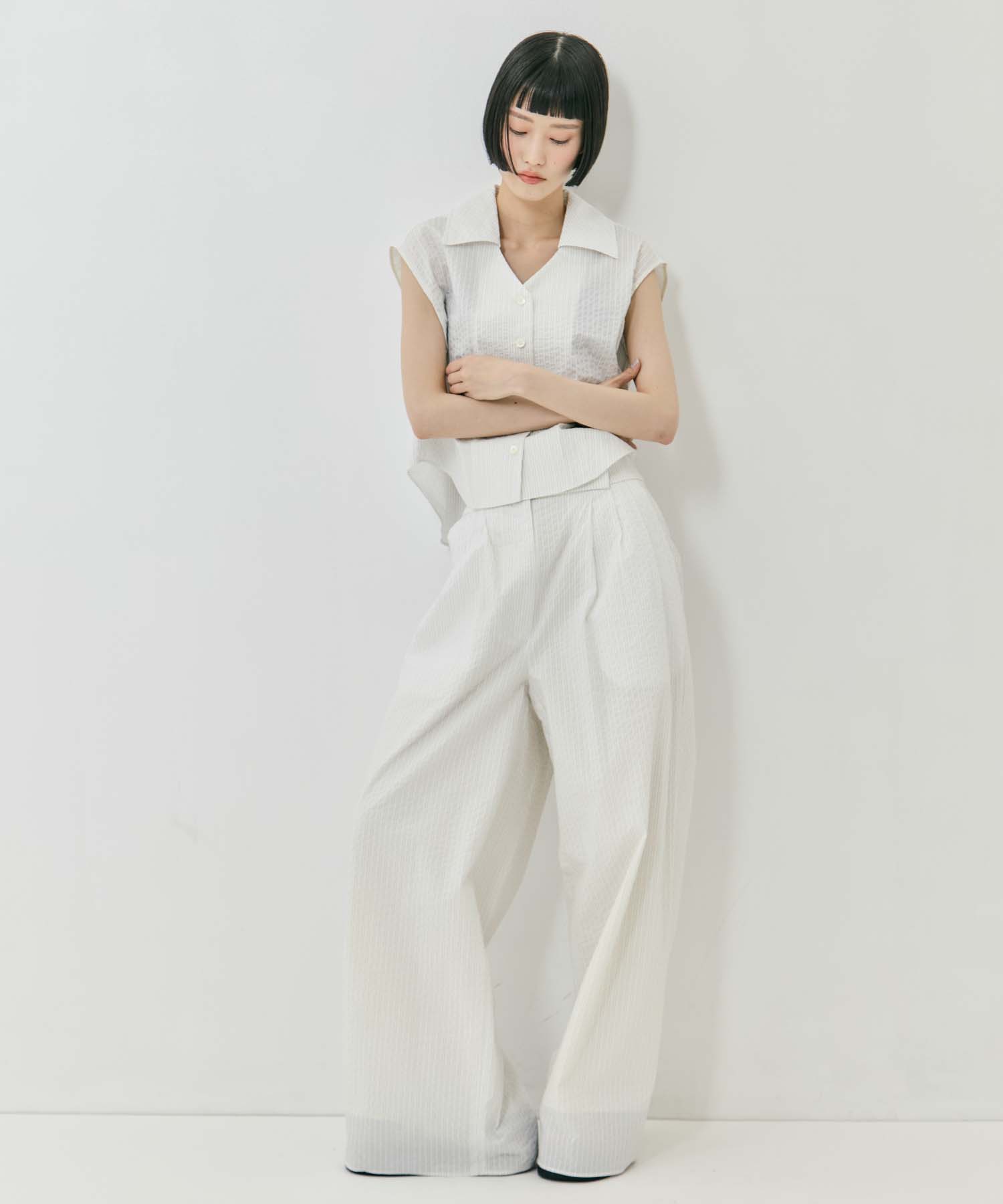 Seersucker Flare Pants STUDIOUS