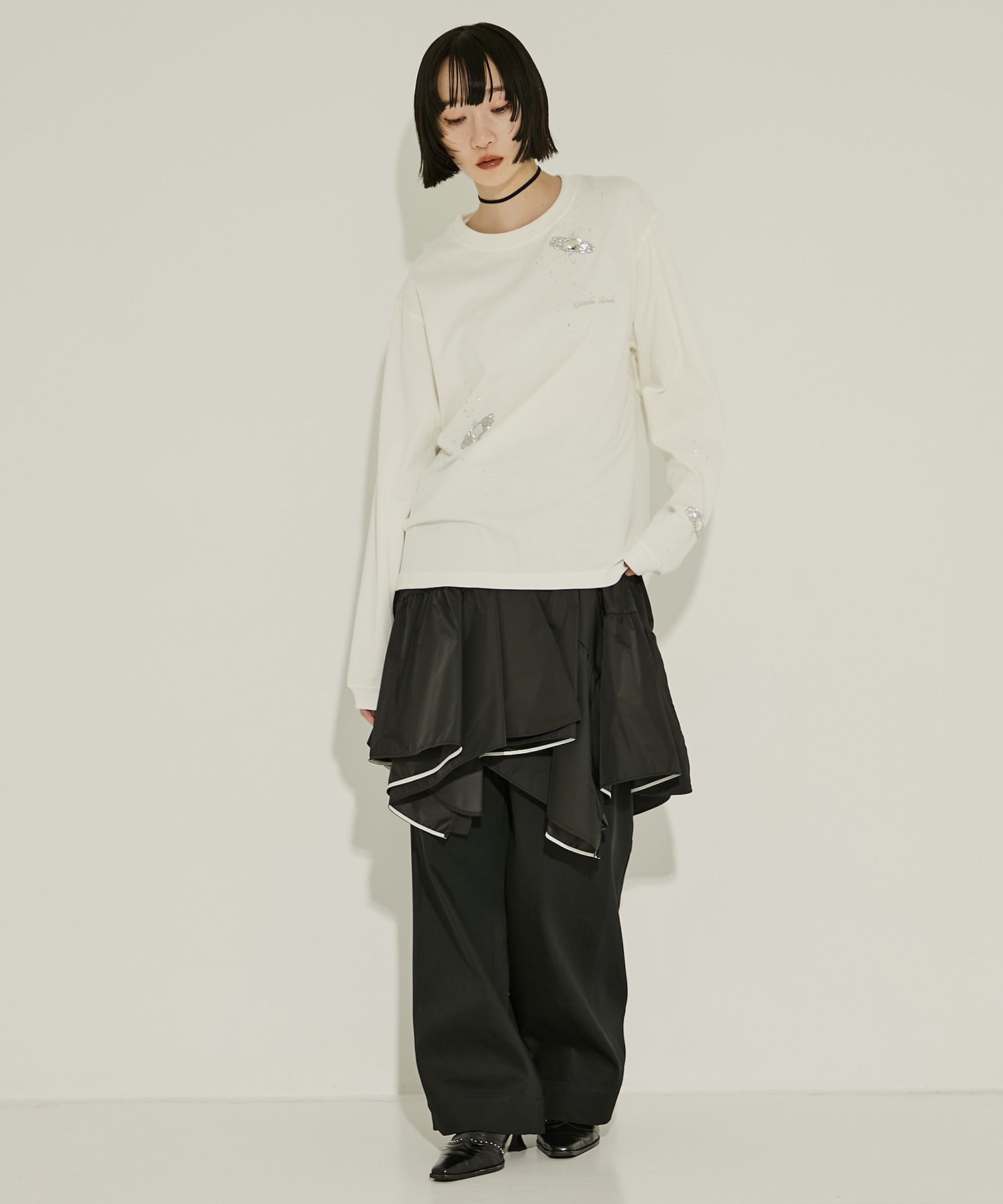 Bijou Aid long sleeve T-shirt White tanakadaisuke