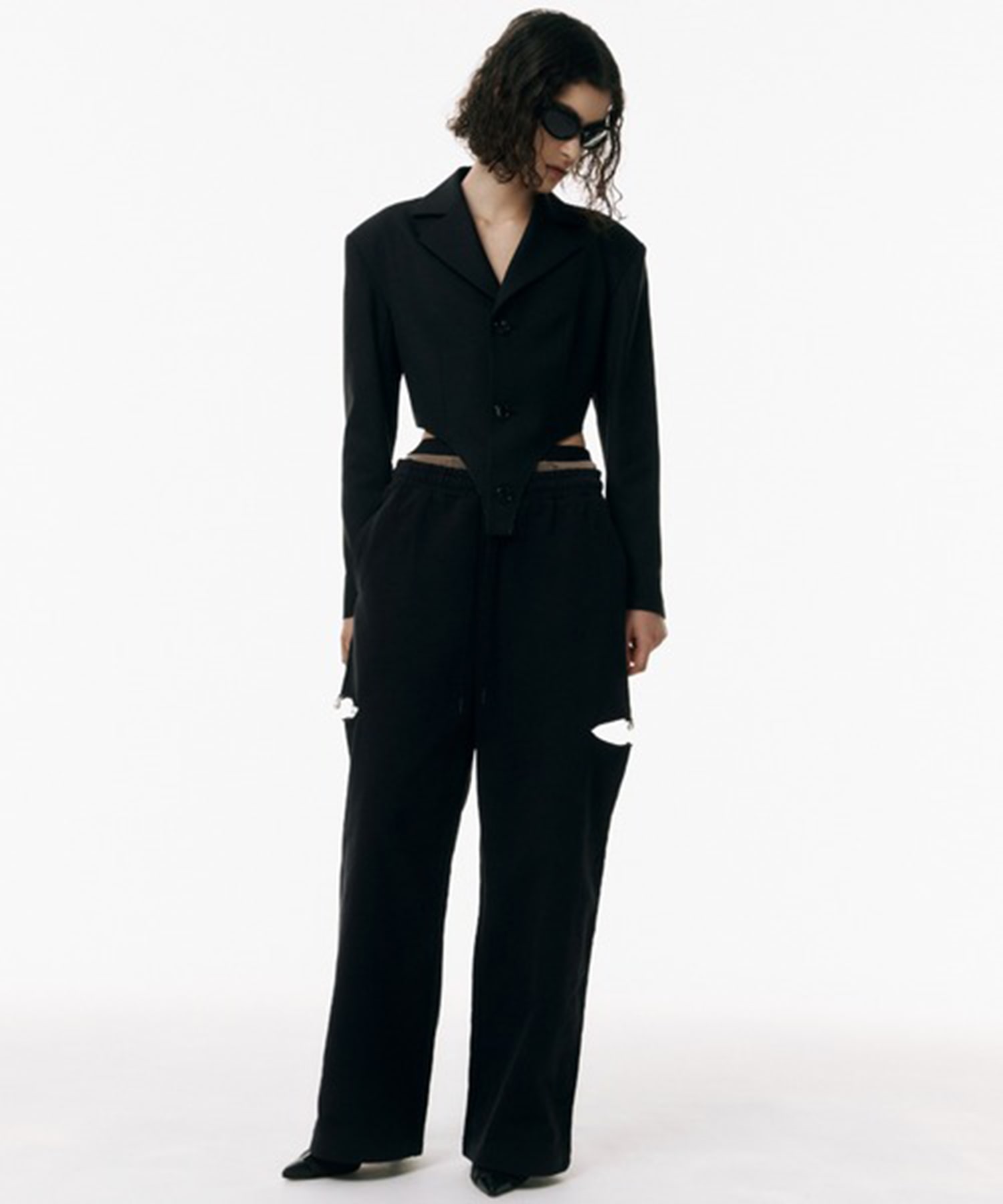 SLIT SWEAT PANTS with PEARL JOSEMOON
