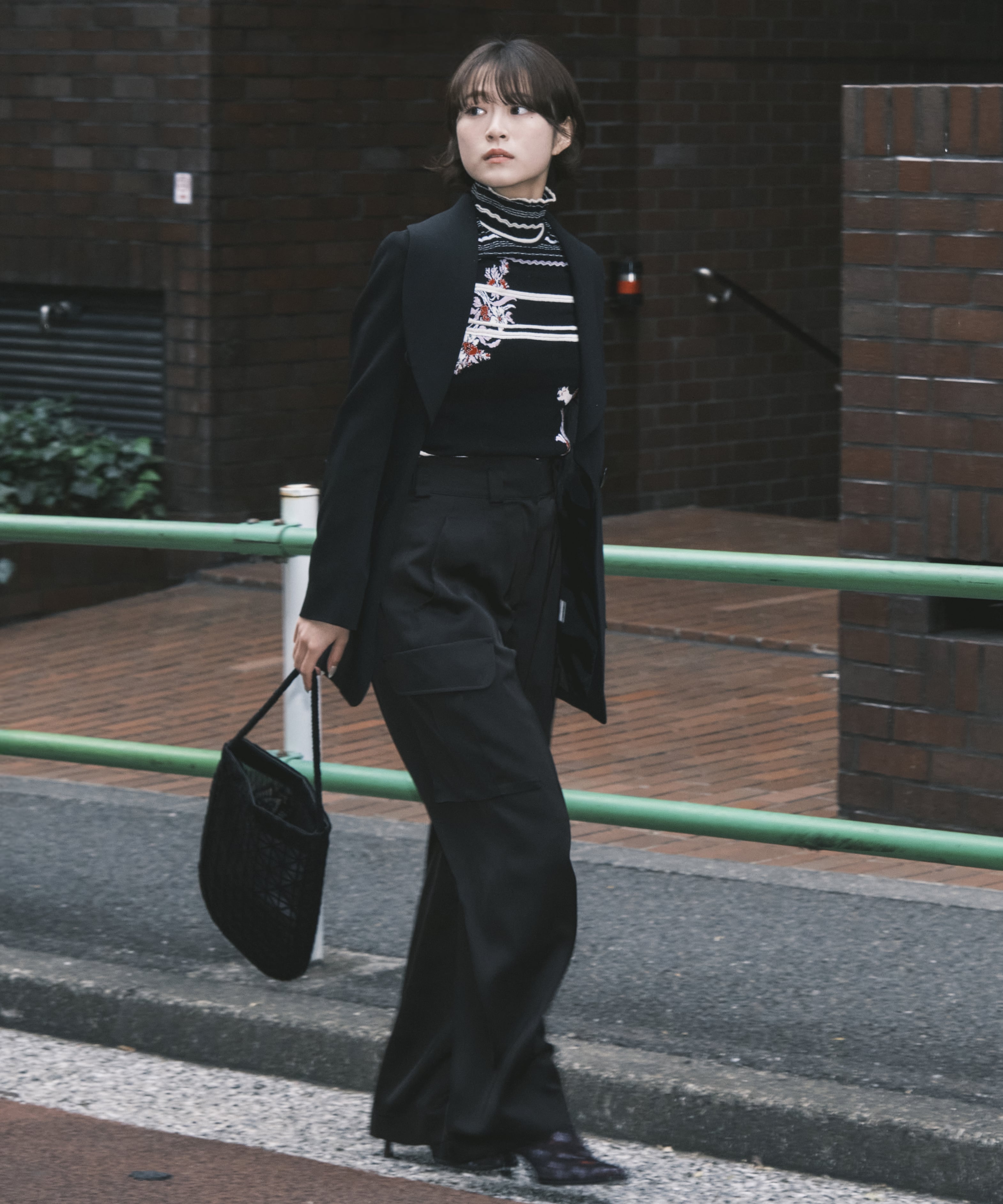 Triacetate Satin High Waisted Cargo Trousers Mame Kurogouchi