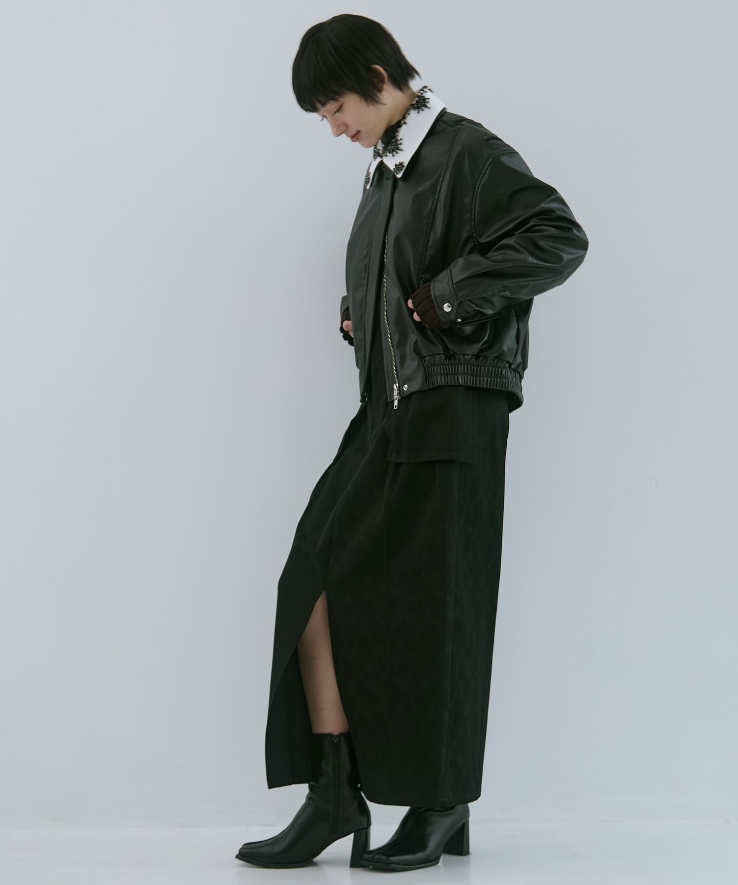 crystal bijou collar 2WAY blouson tanakadaisuke