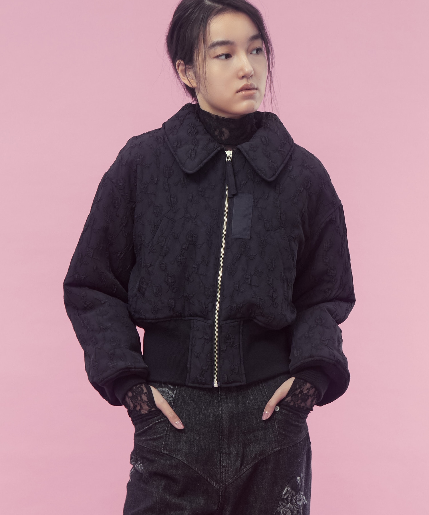 Floral jacquard bomber jacket FETICO