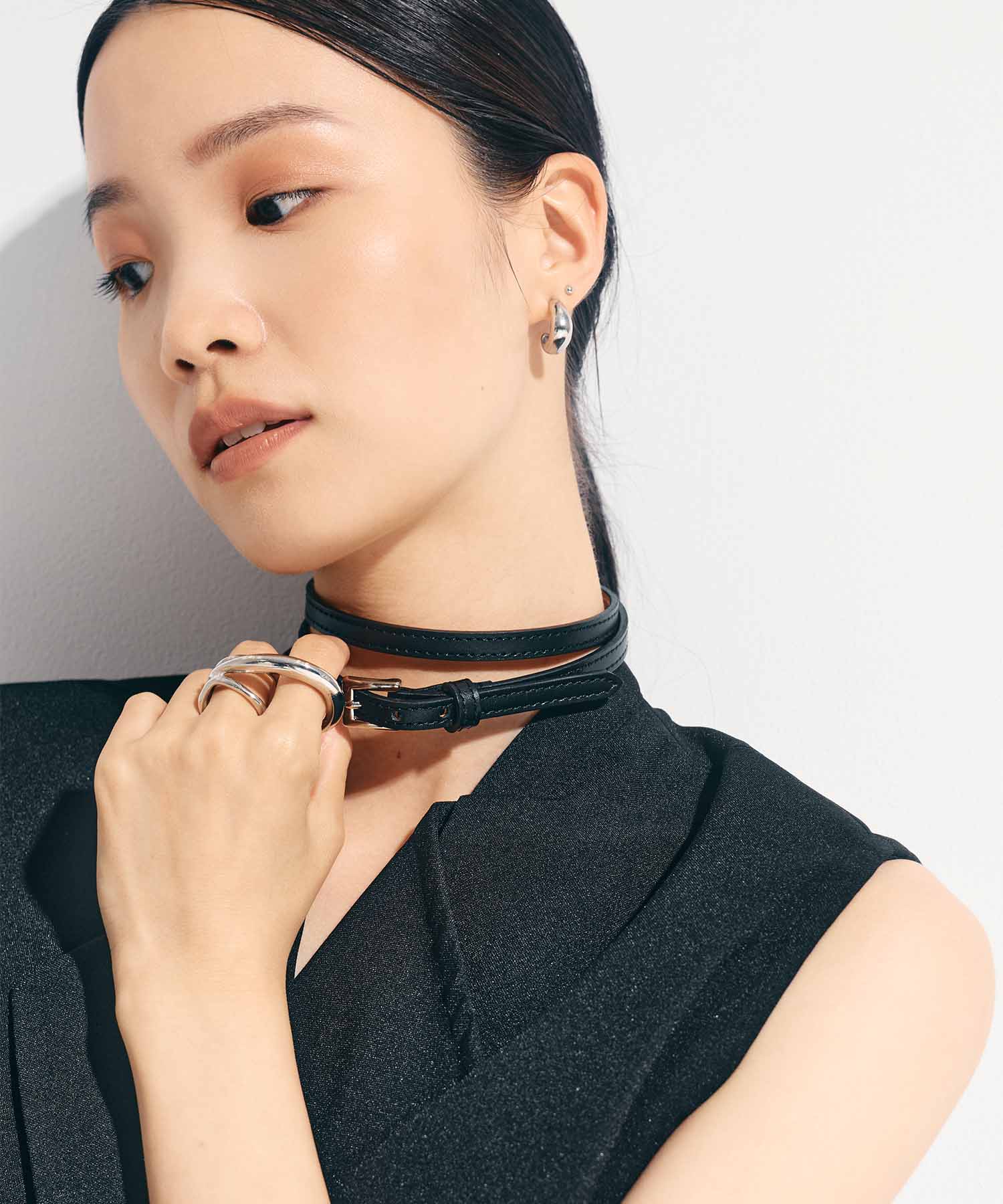 Leather skinny choker FETICO