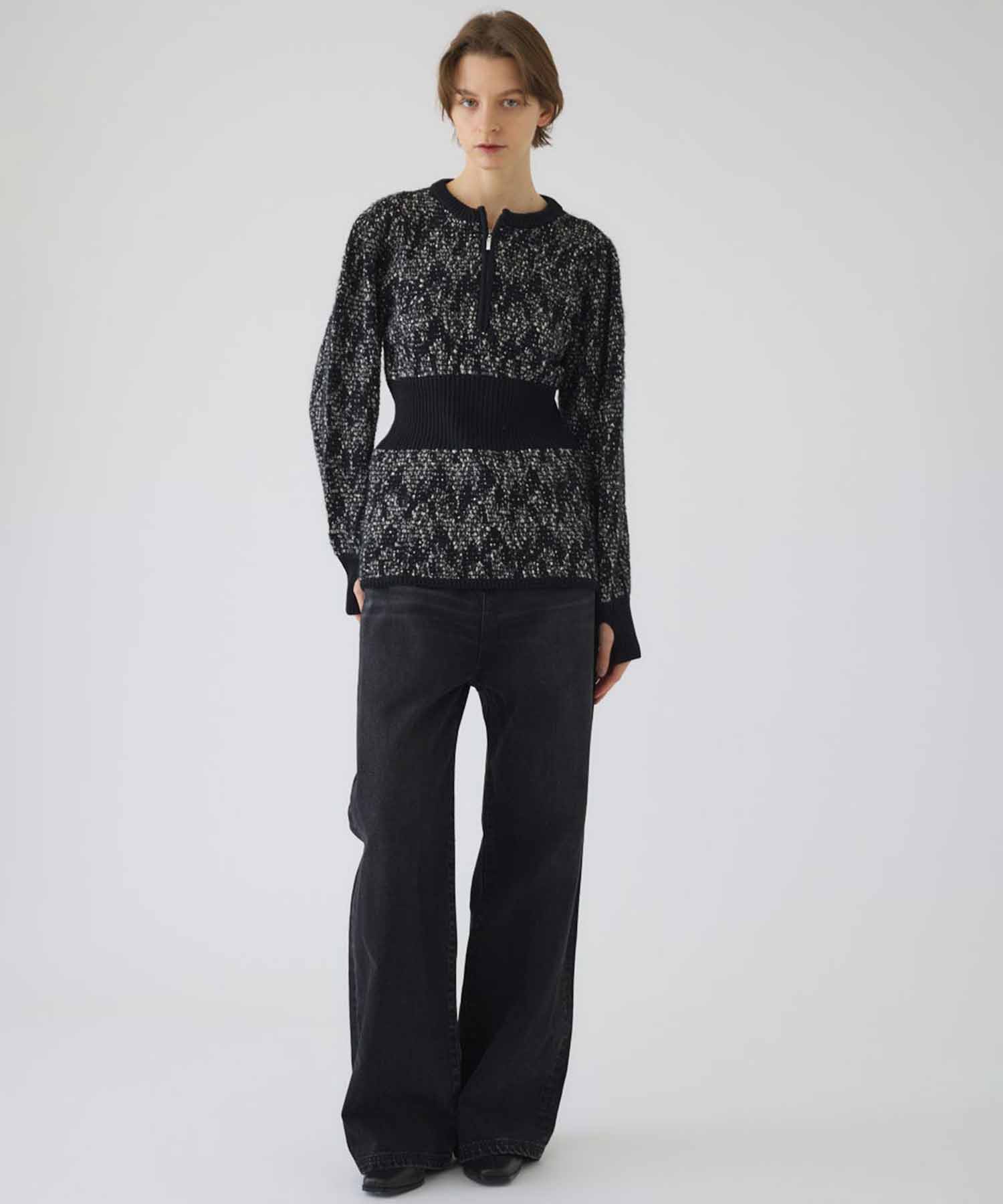 Waist switching knit tops RIM.ARK