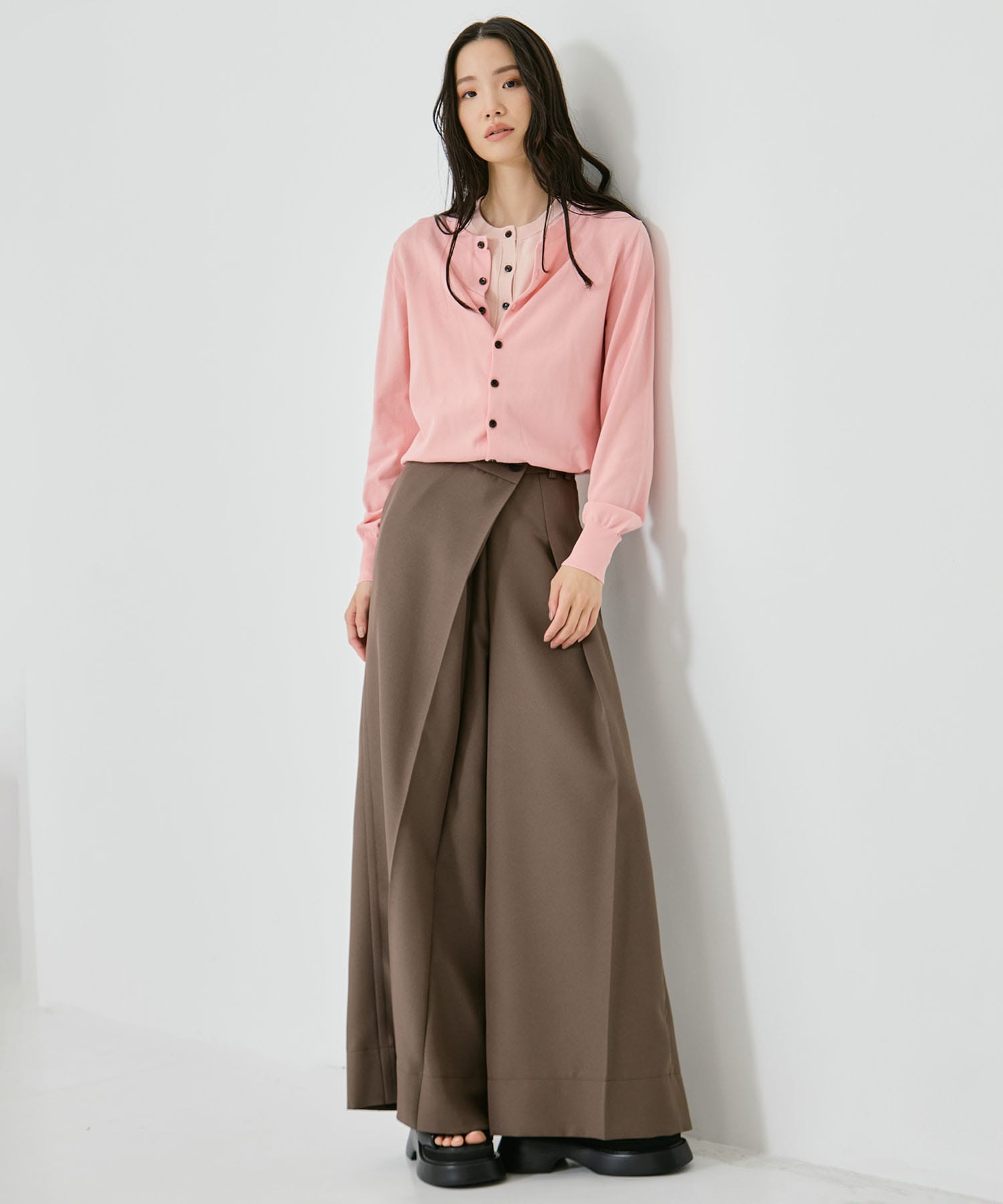 Asymmetric Tucked Flare Trousers STUDIOUS