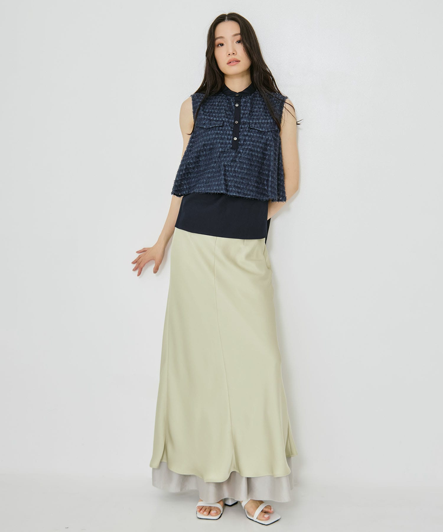 LAYERED SATIN MERMAID SKIRT STUDIOUS
