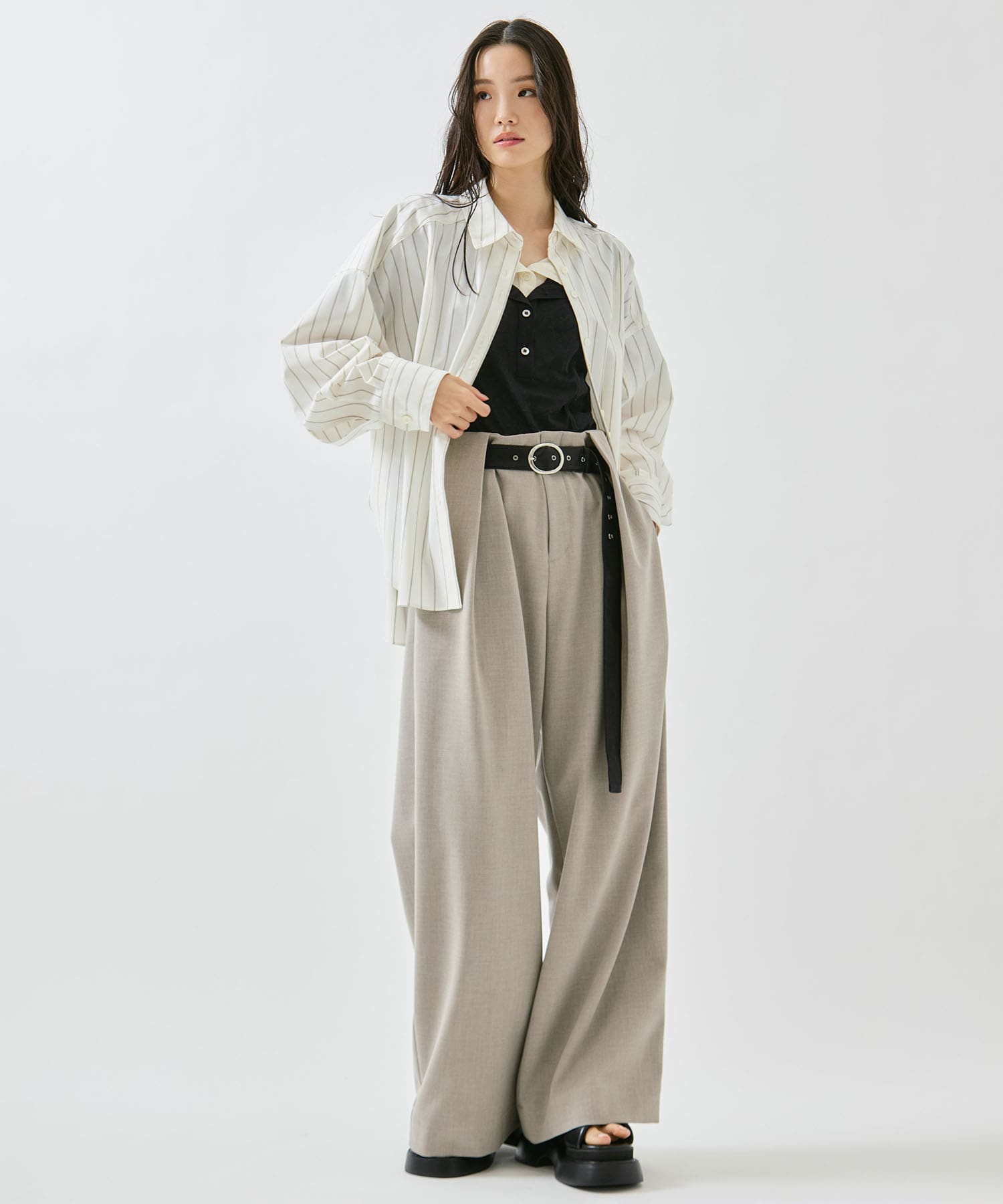 Wide Stripe 2way Shirt STUDIOUS