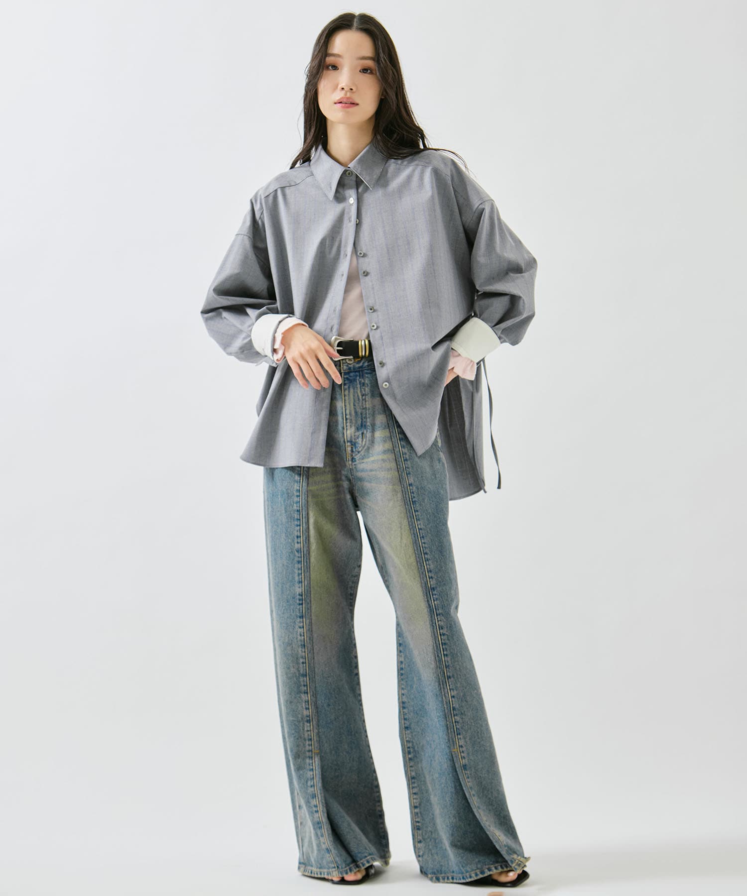 Wide Stripe 2way Shirt STUDIOUS
