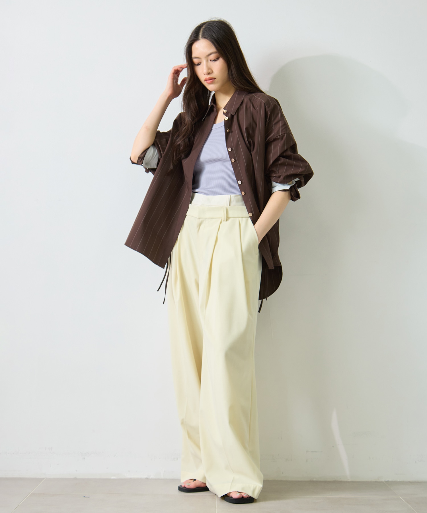 Wide Stripe 2way Shirt STUDIOUS