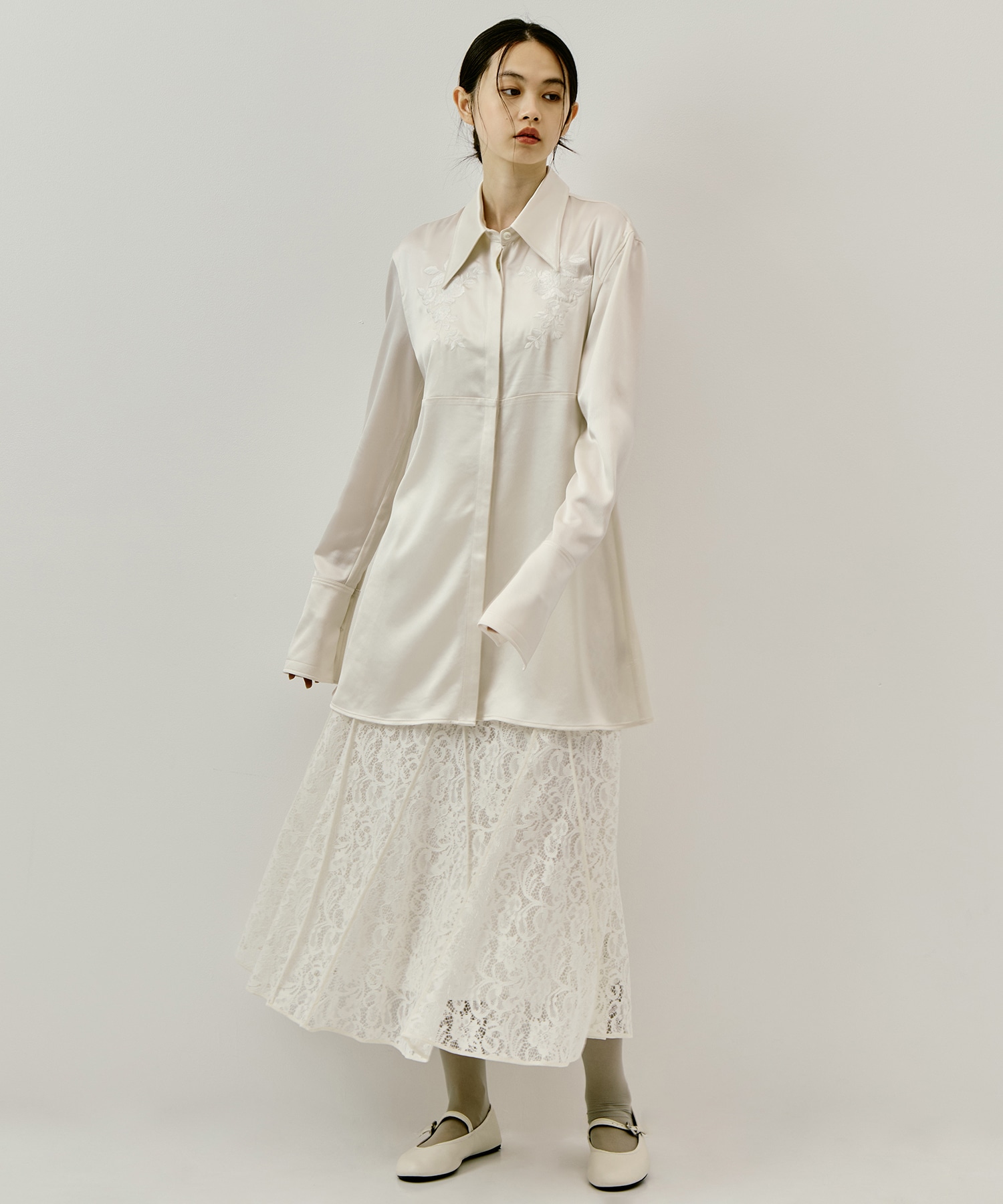 別注 EMBROIDERY SATIN SHIRT FETICO
