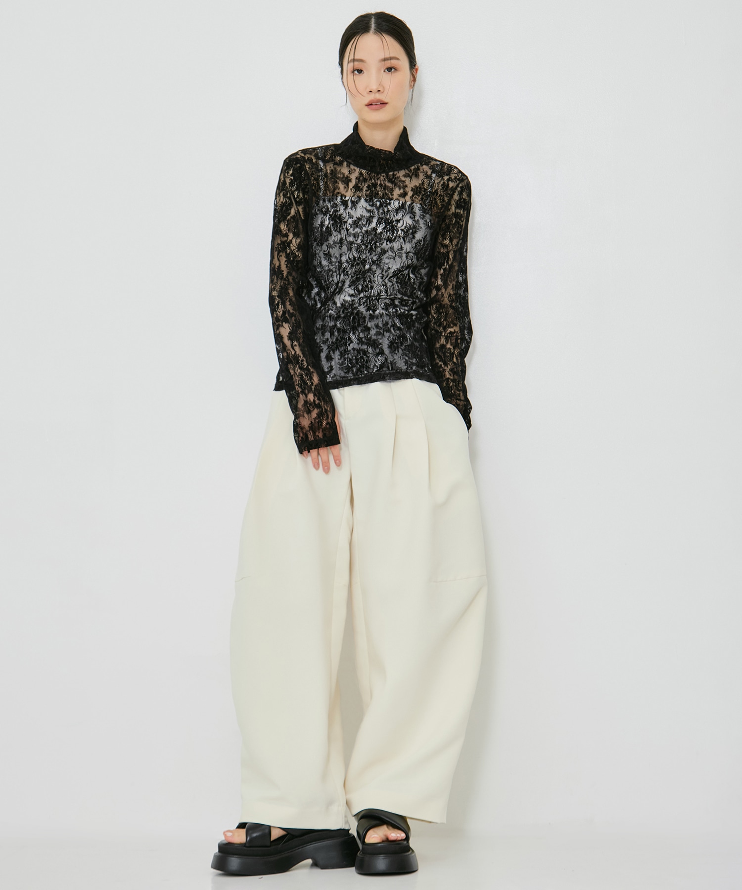 Stretch Flocky Lace Top STUDIOUS
