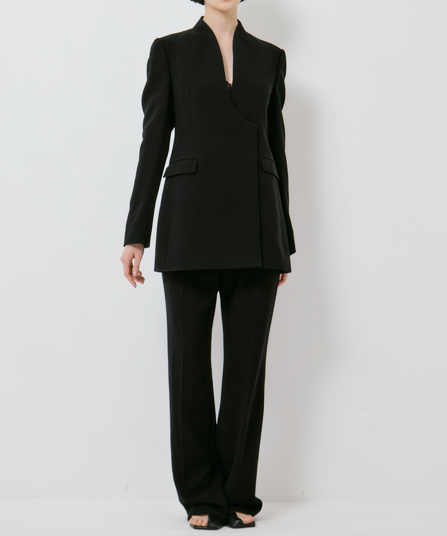 Triacetate Polyester High Waisted Center Creased Suit Trouse Mame Kurogouchi