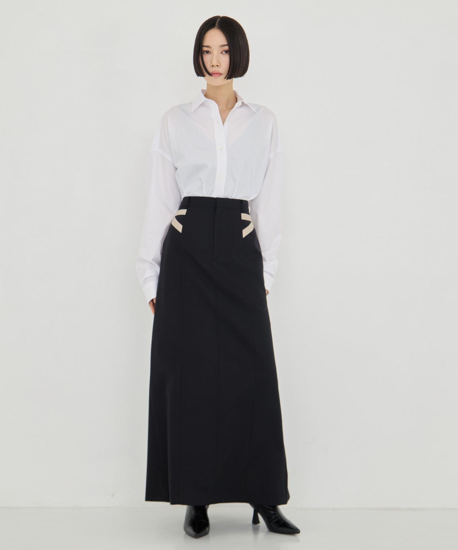 WOOL DOBBY SIDE STRAP SKIRT JOHN LAWRENCE SULLIVAN