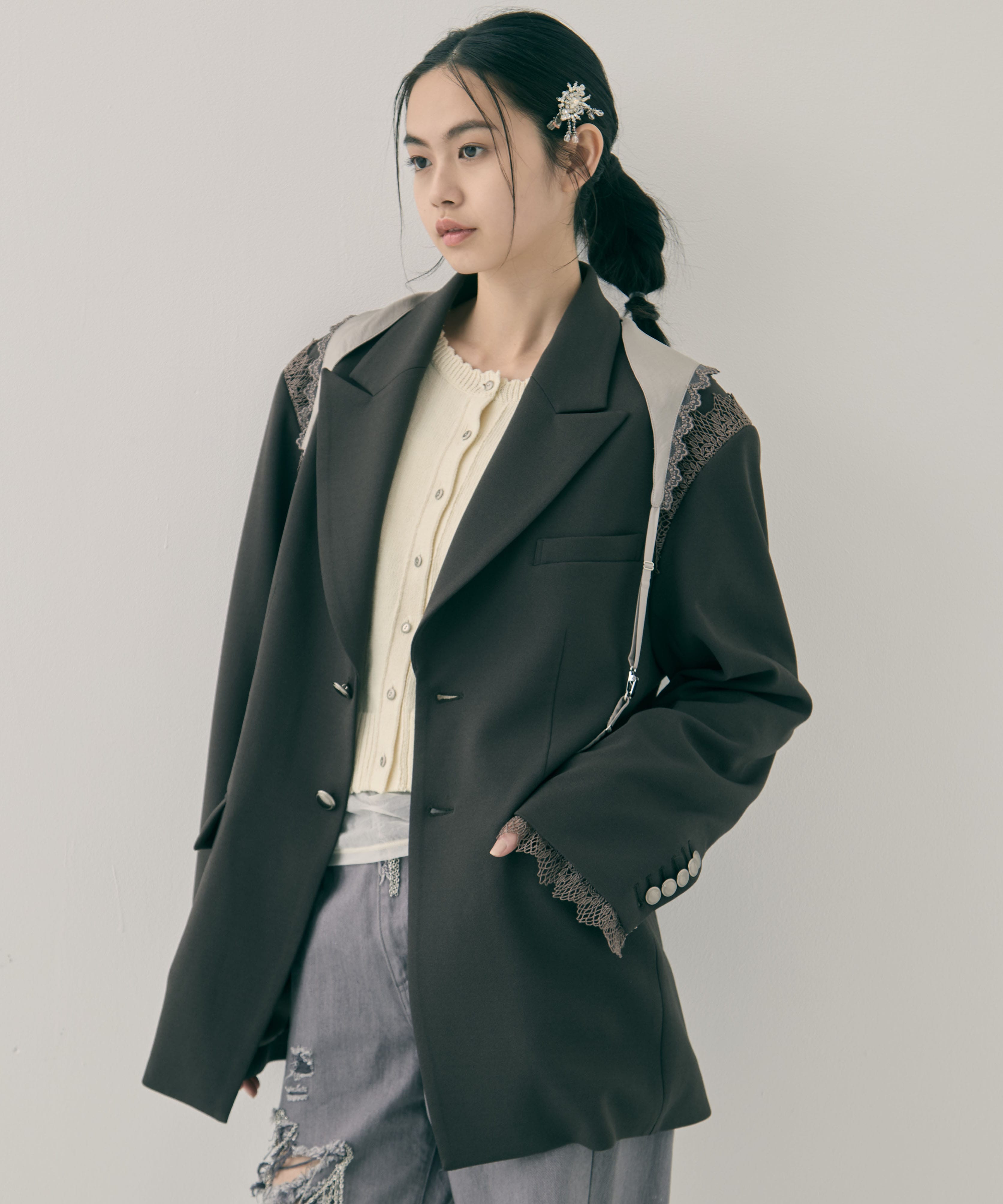 garter collar peaked lapel jacket tanakadaisuke