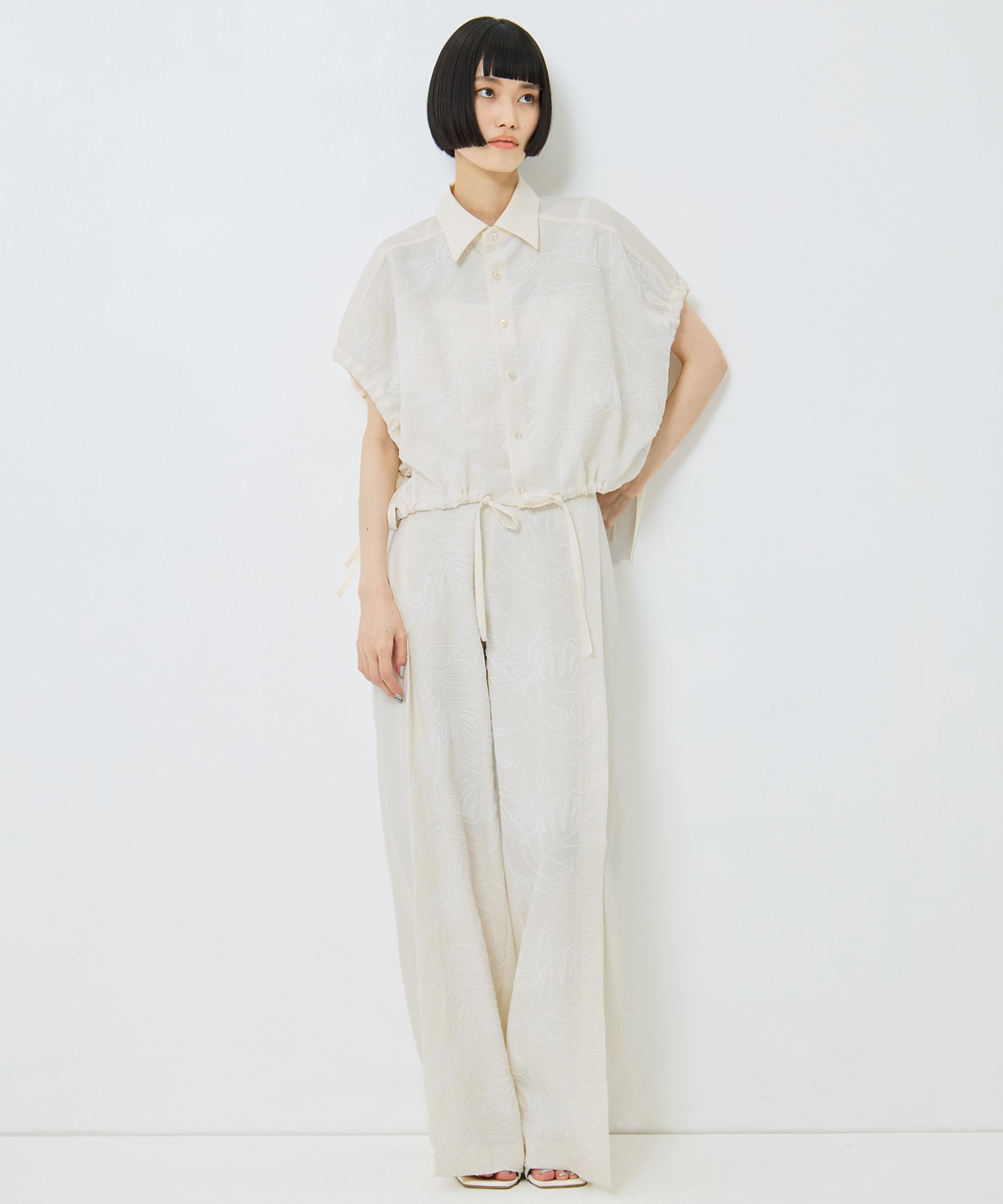 別注 FLOWER LACE GATHER SLEEVE SHIRT UJOH