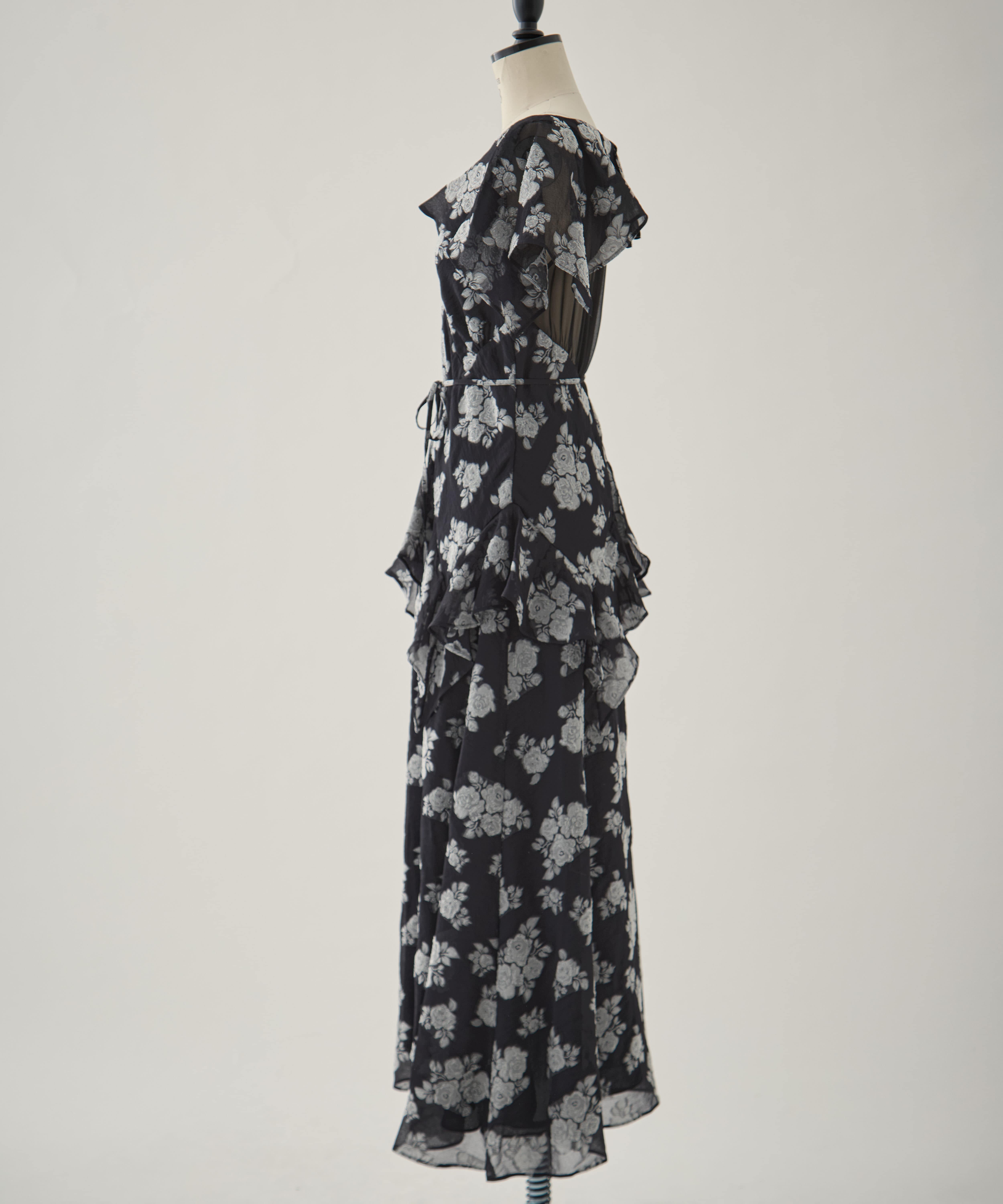 SHEER FLORAL JACQUARD DRESS FETICO