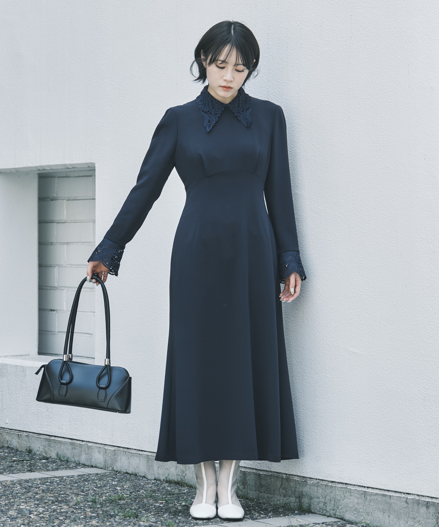 Triacetate Polyester Embroidered Dress Mame Kurogouchi