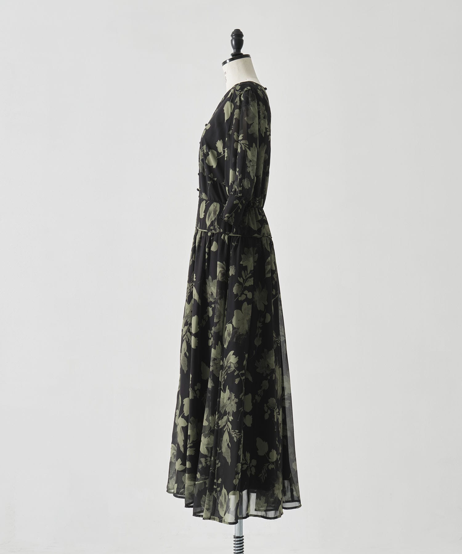 GRAINY FLOWER CHIFFON DRESS AMERI