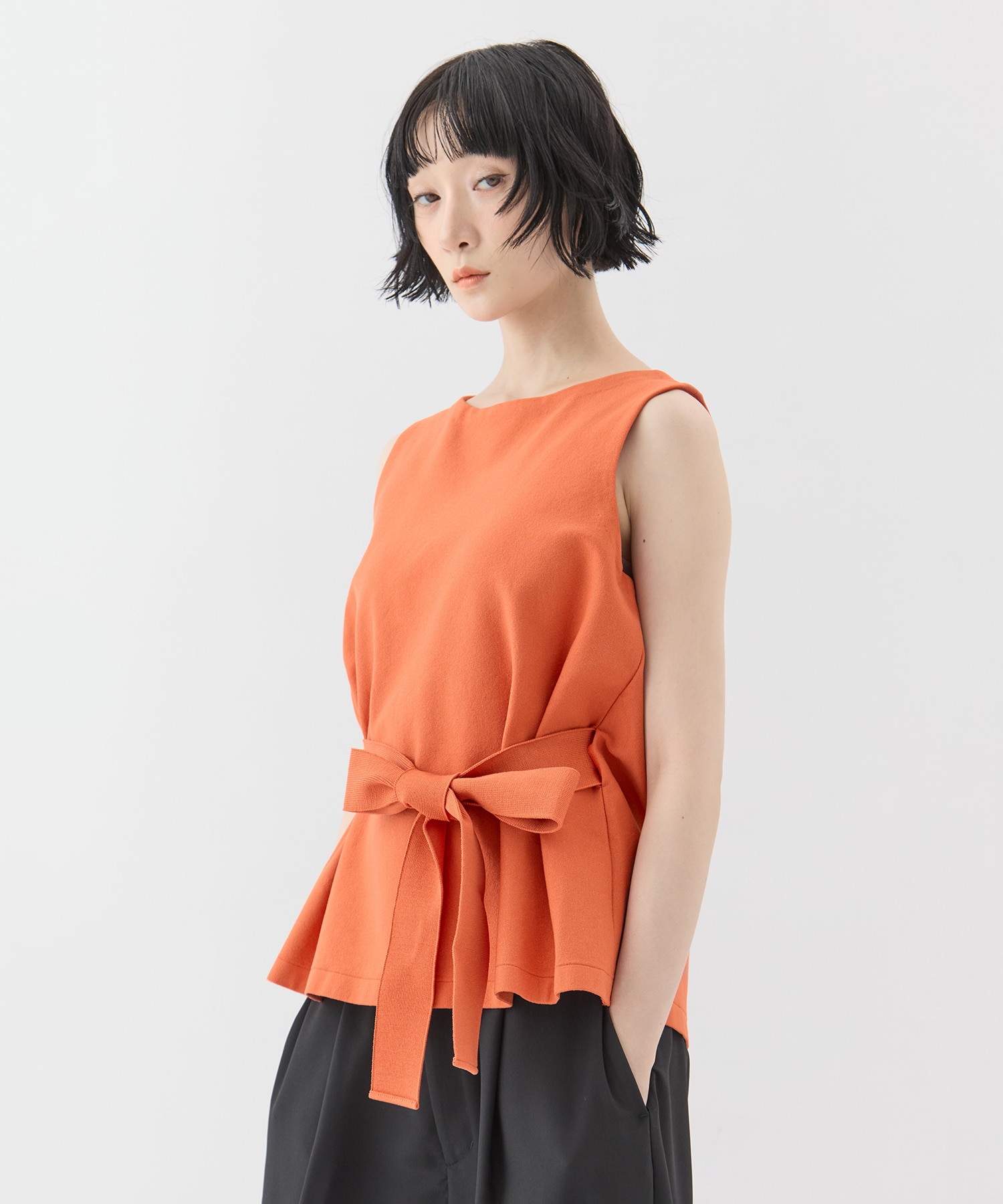 別注no sleeve knit tops WRAPINKNOT
