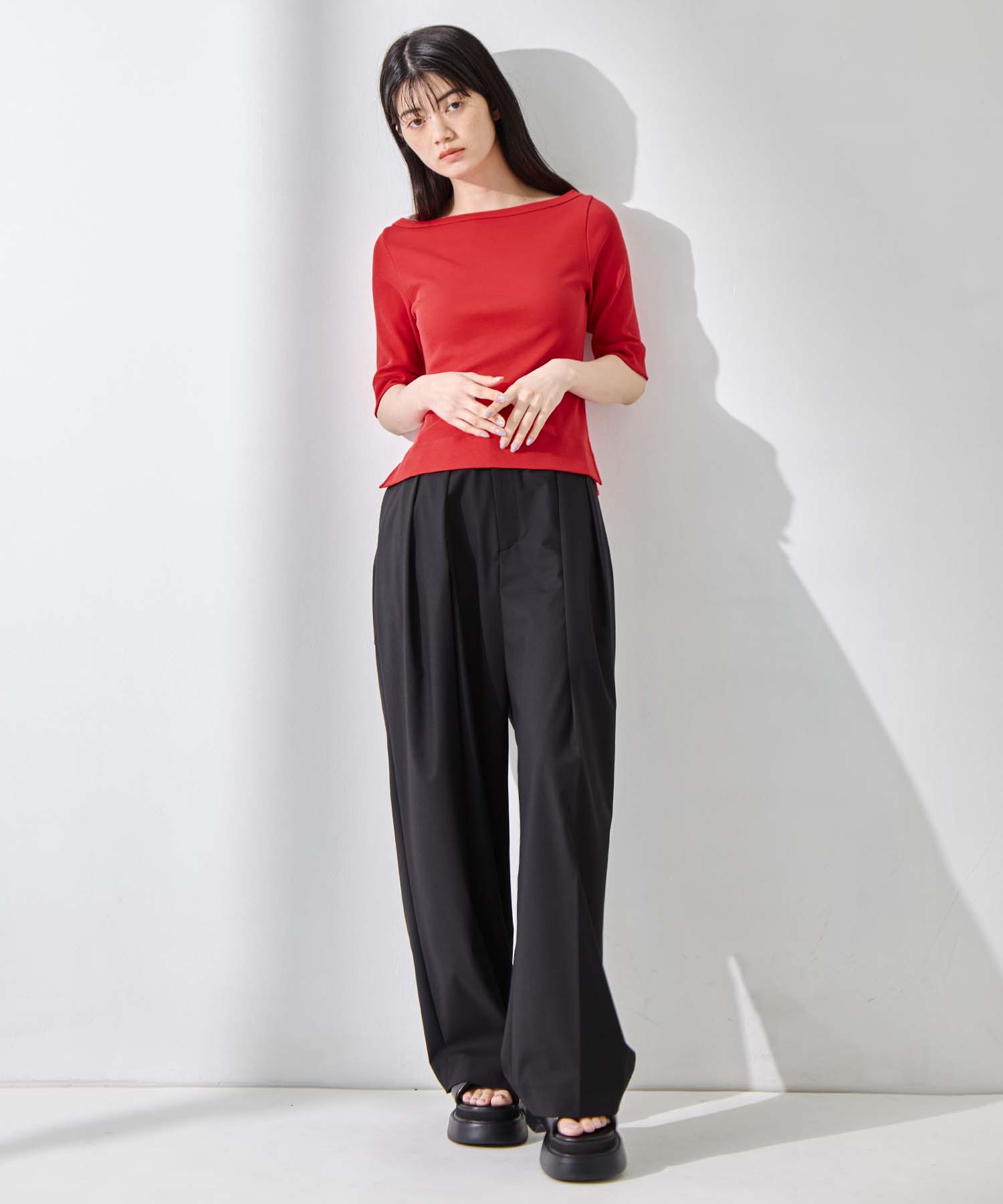 Luxury Cotton Boat Neck Tee STUDIOUS