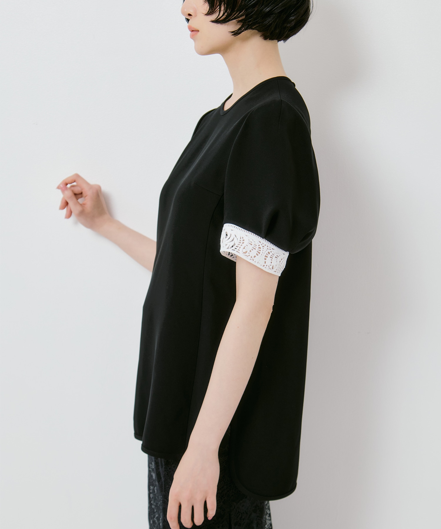Triacetate Polyester Embroidered Short Sleeve Top Mame Kurogouchi