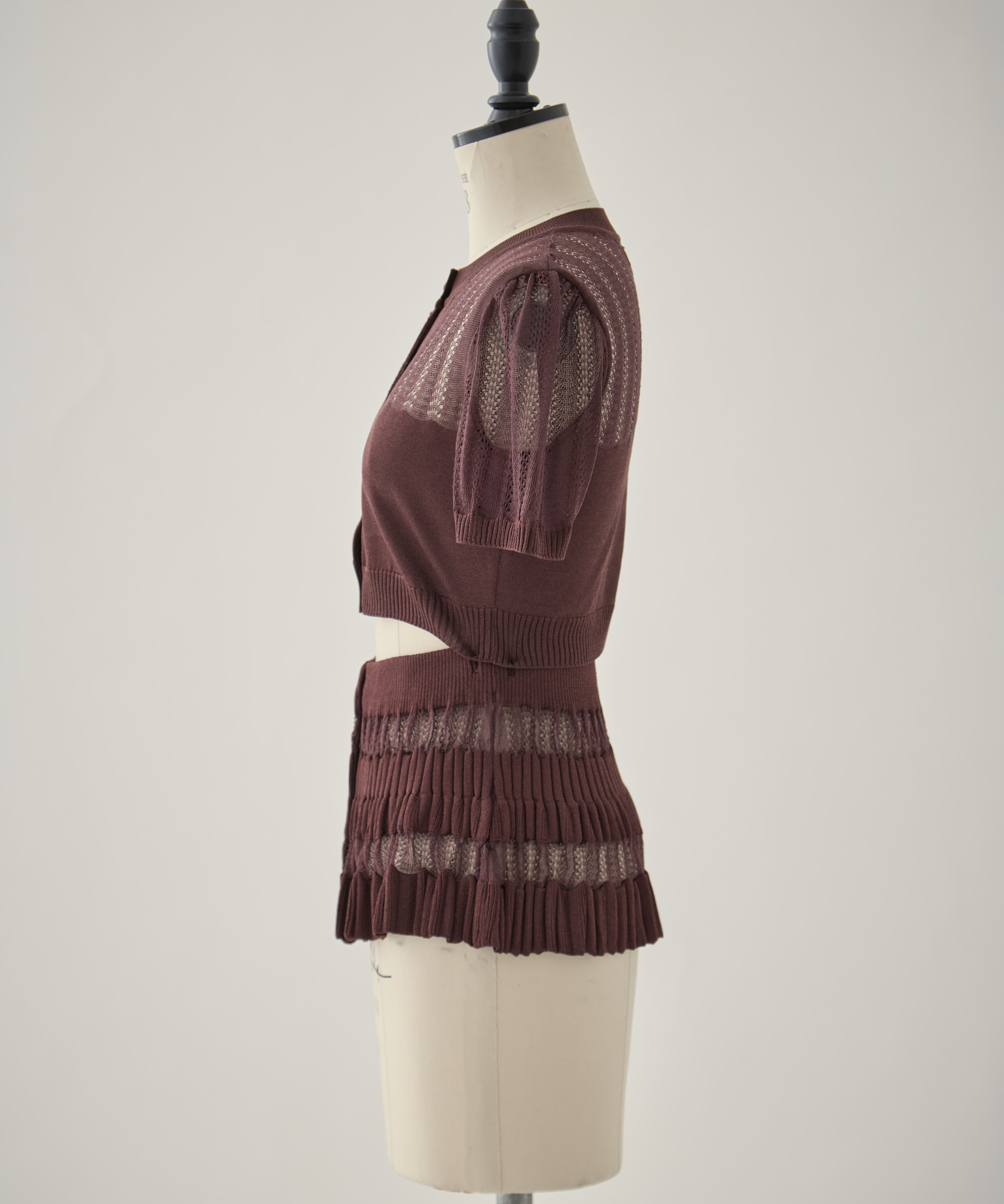 CONVERTIBLE SHEER STRIPE KNIT CARDIGAN FETICO