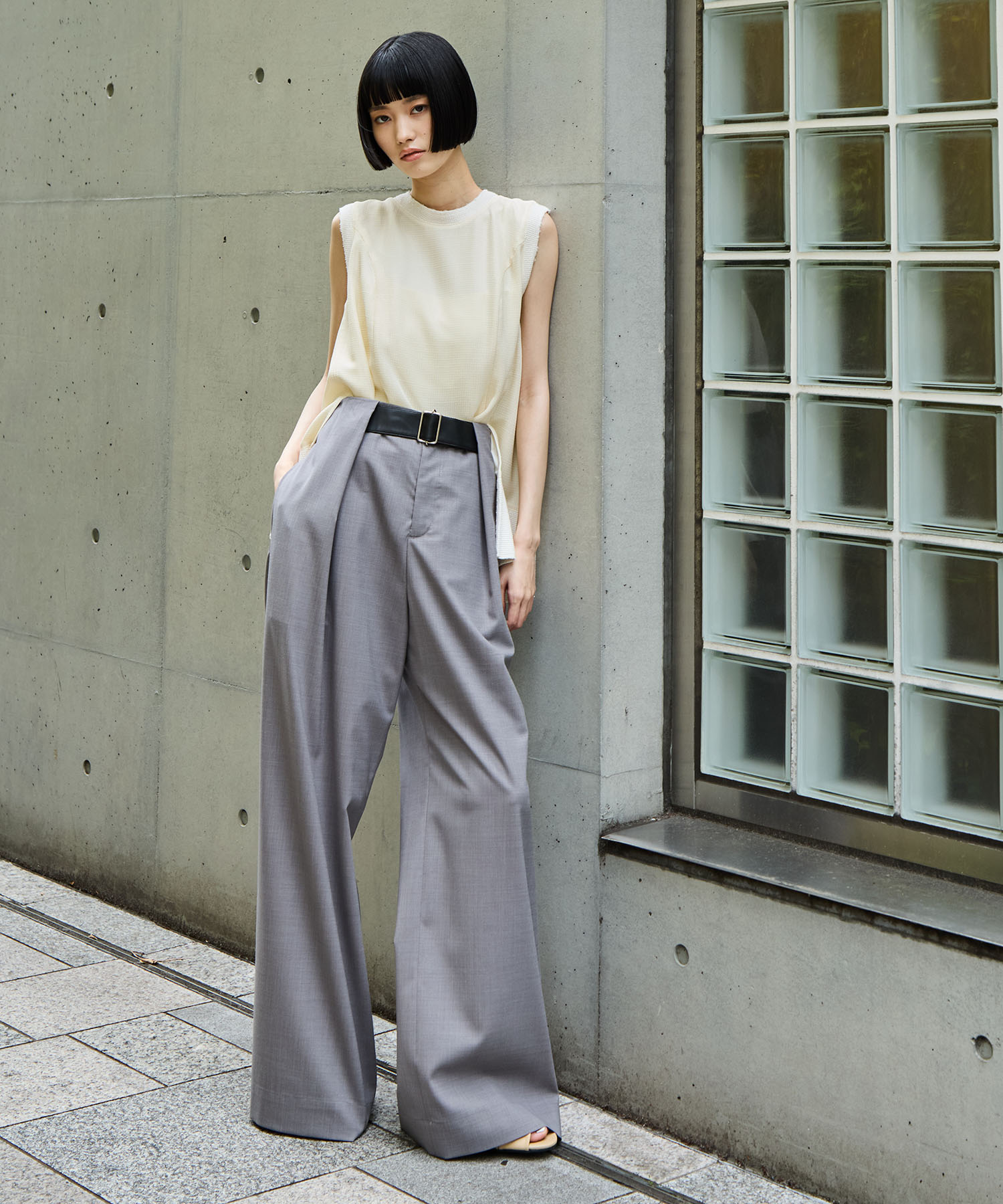 Summer Wool Belted Trousers STUDIOUS