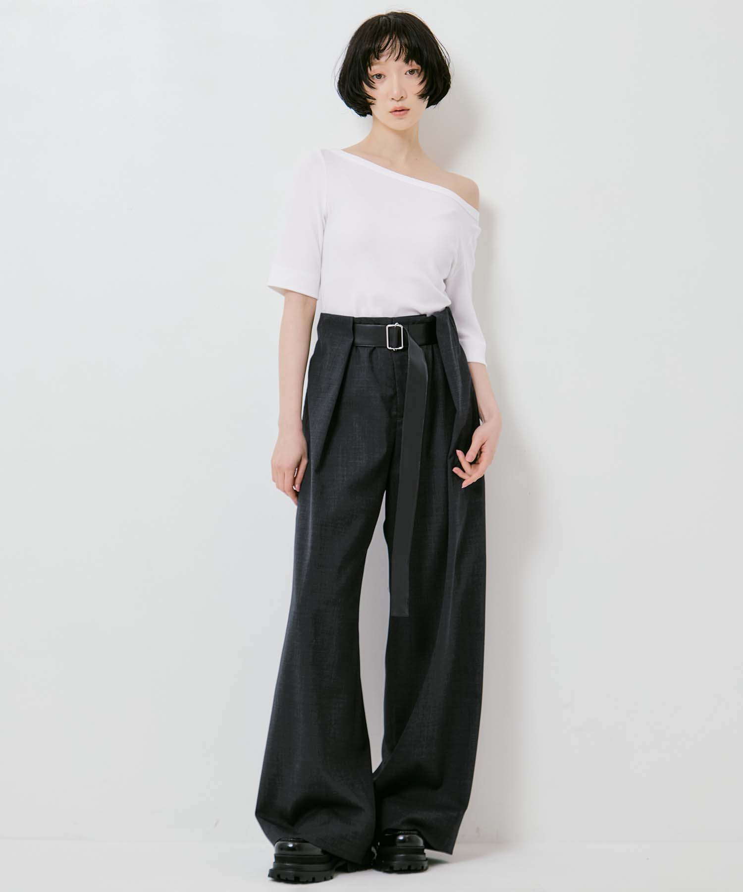 Summer Wool Belted Trousers STUDIOUS