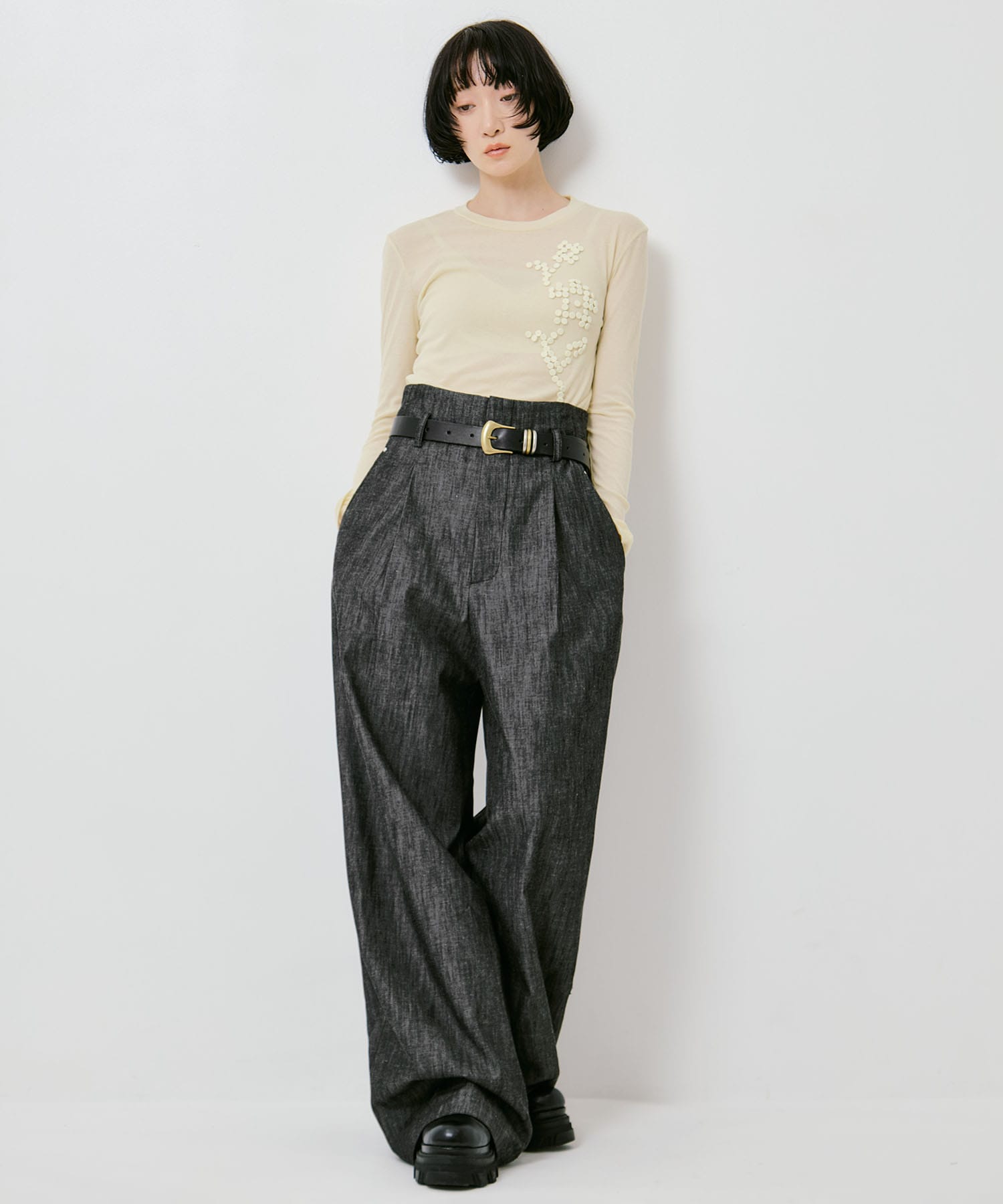 DENIM WIDE PANTS IHNN