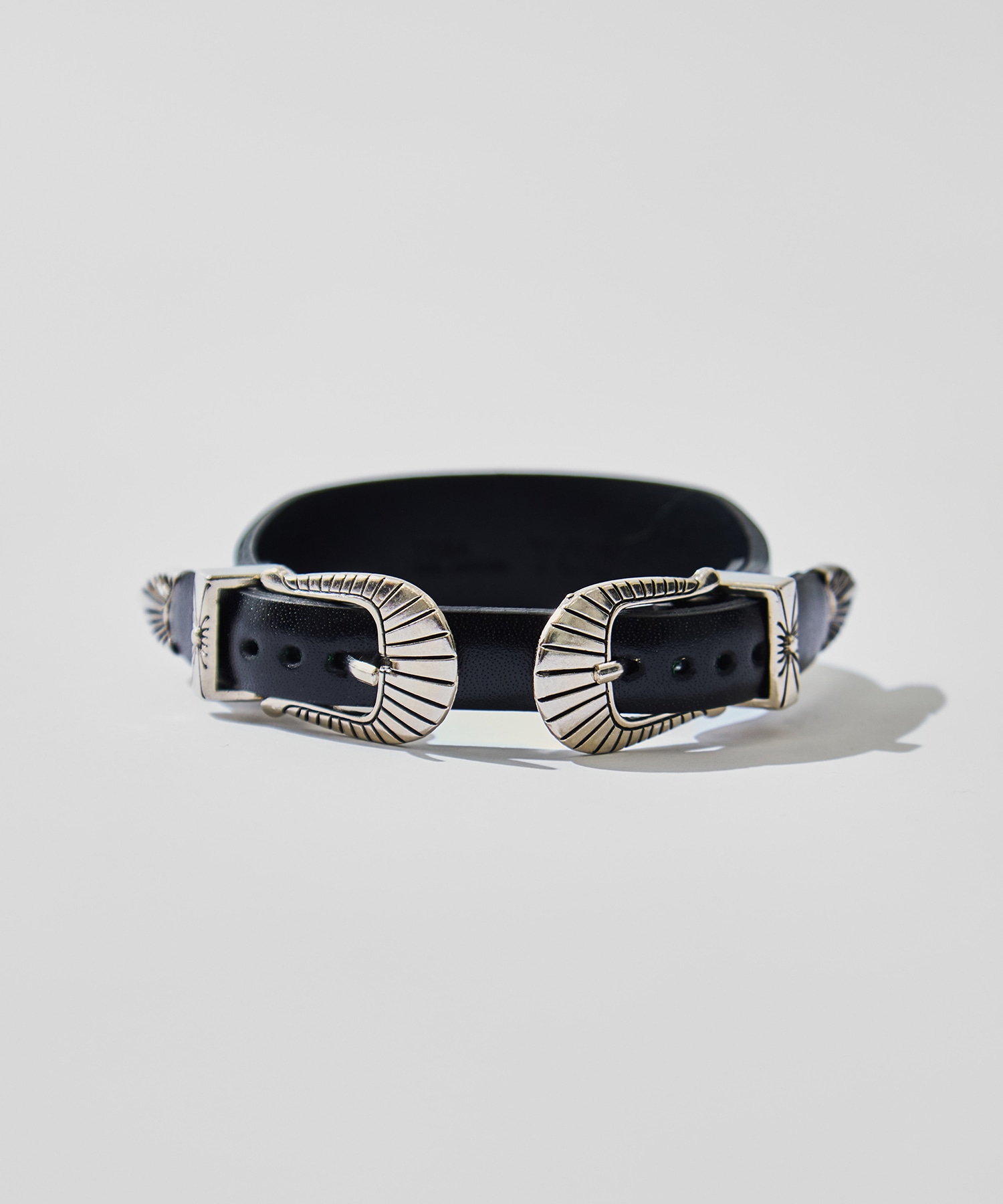 Narrow double buckle bangle 