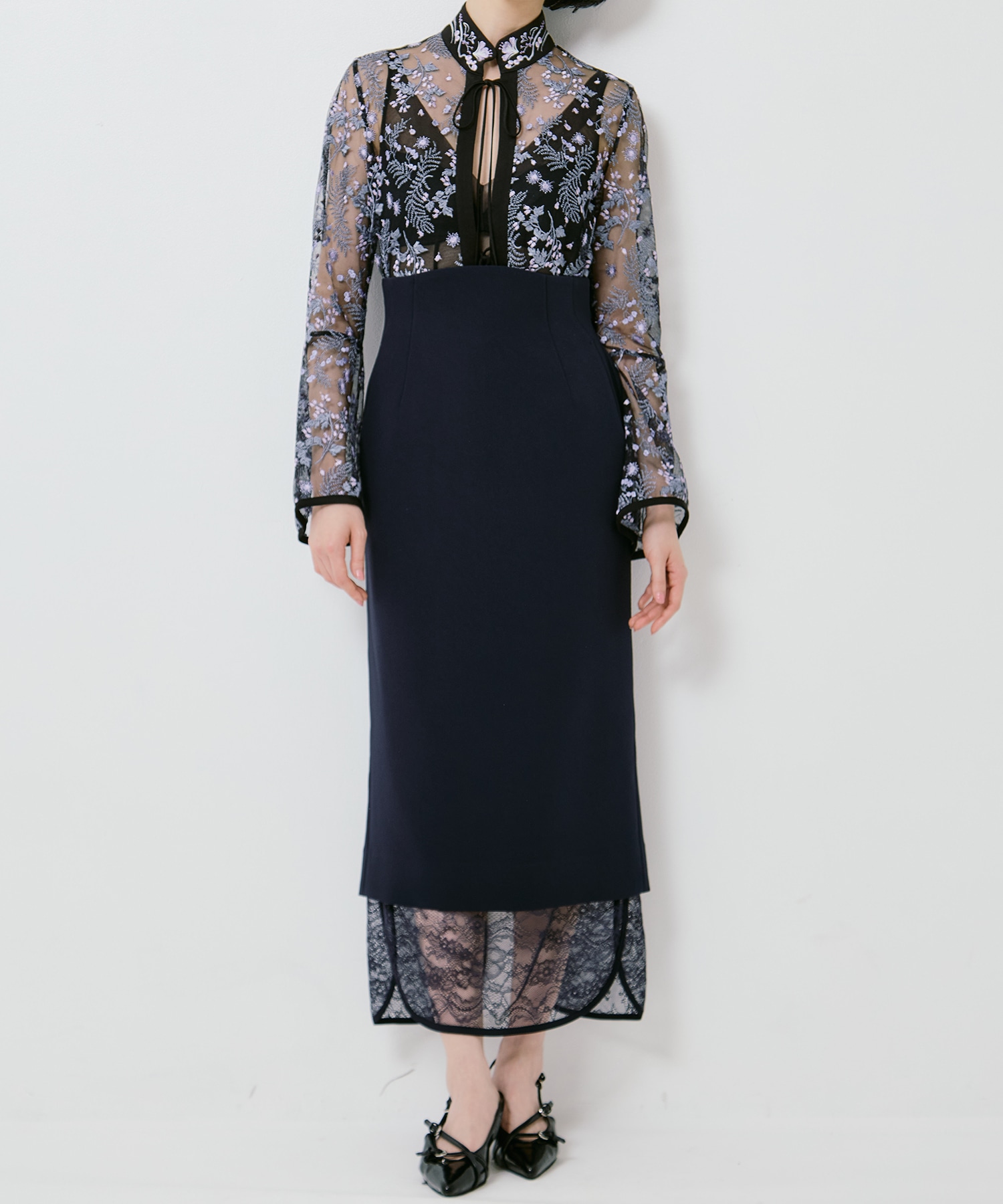 Raschel Lace Layered Skirt Mame Kurogouchi