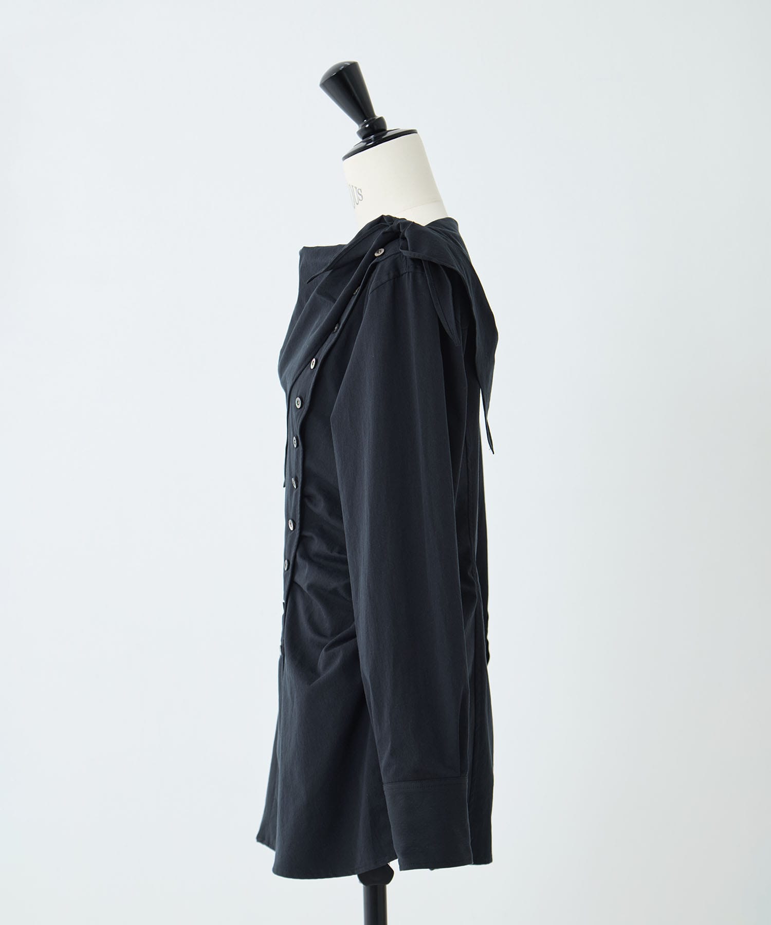 COTTON STRIPE SCARF COLLAR BLOUSE FETICO