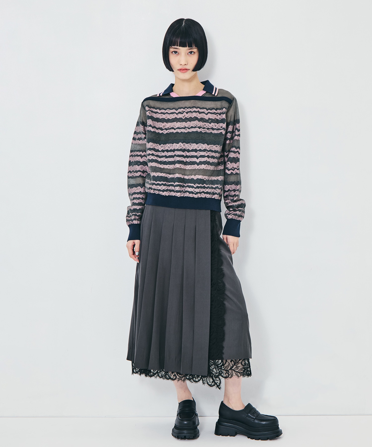 26WCL-N01307(波柄透けニット) kolor