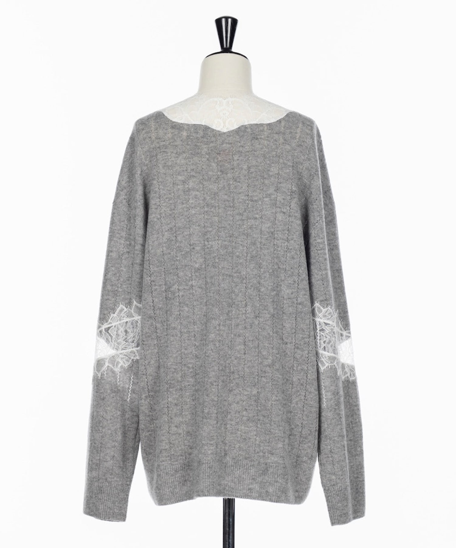 OVERSIZED HAIRY LACE PANELED KNIT CARDIGAN FETICO
