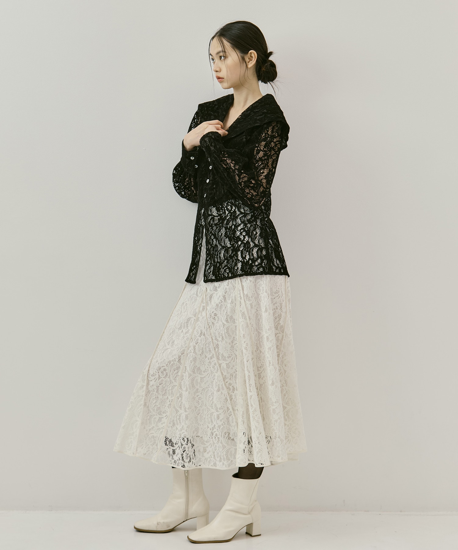 FLOCKED LACE FLARED SKIRT FETICO