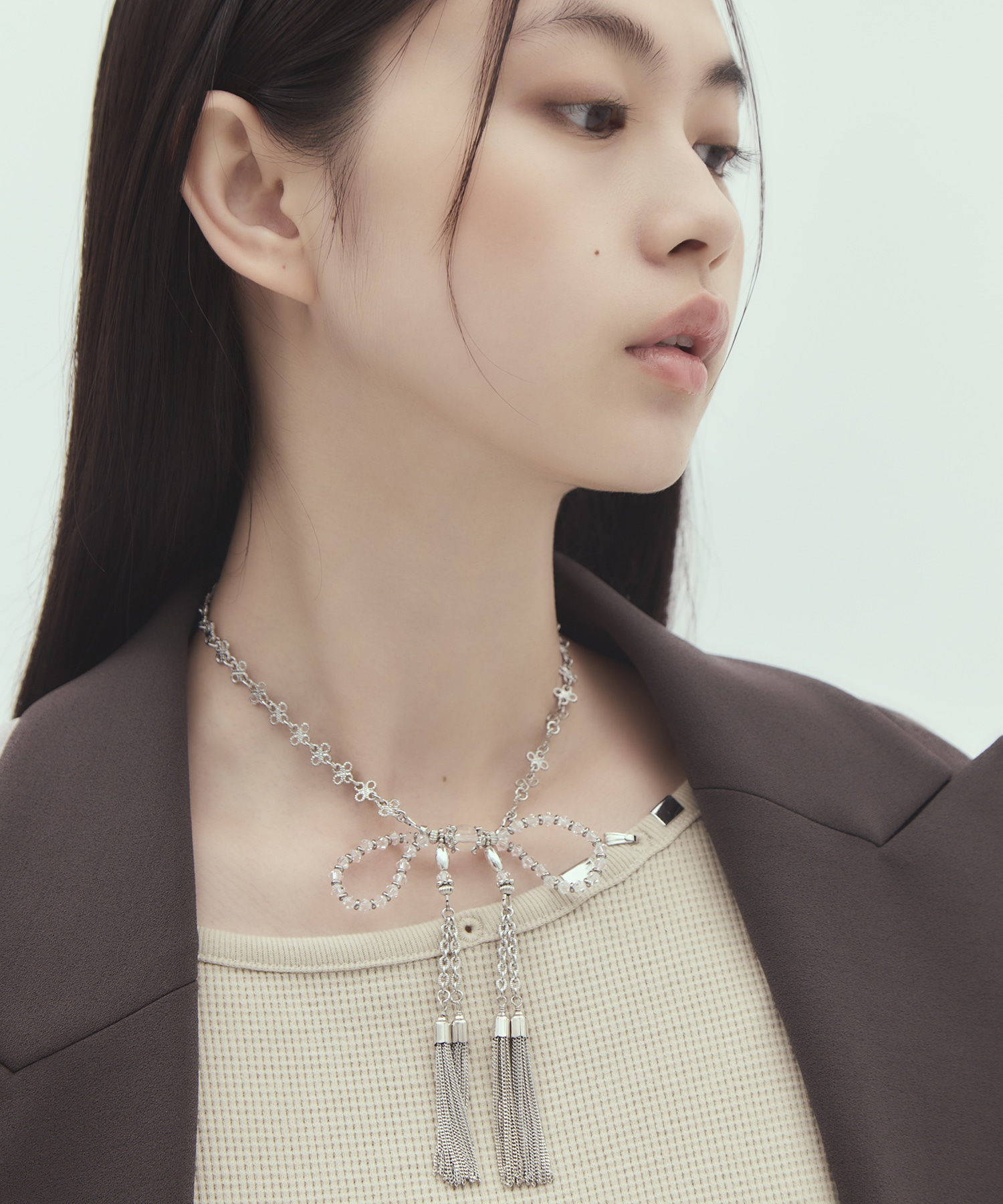 crystal ribbon chain necklace tanakadaisuke