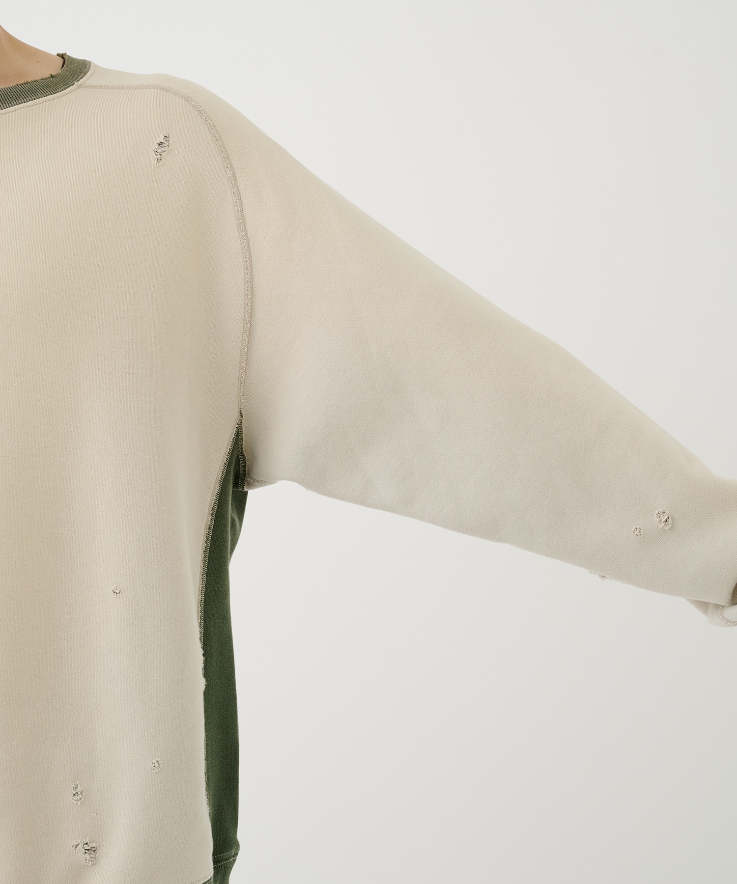 2-Tone Crew Neck Sweat Shirt - Cotton French Terry NEEDLES