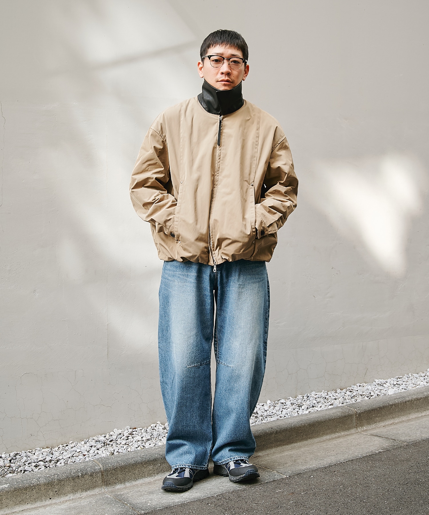 Leather collar Balloon Blouson STUDIOUS